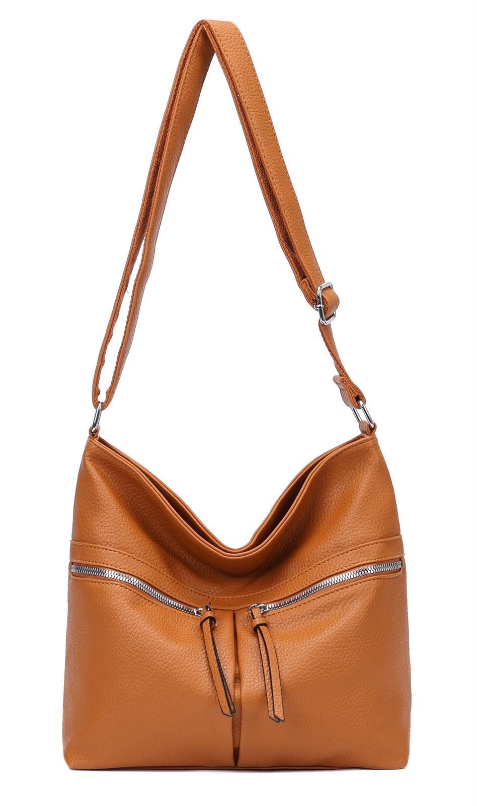 ITALYSHOP24 Schultertasche Damen Tasche Shopper Umhängetasche CrossOver Han günstig online kaufen