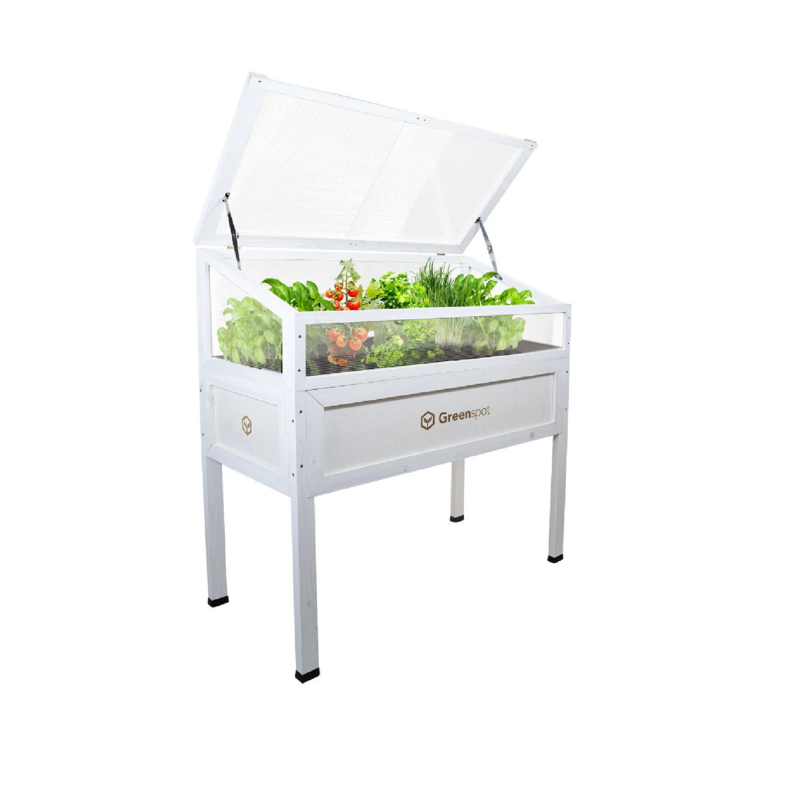 QLS Gewächshaus Mini Vintage für Balkon 110x55 cm, aus Holz Hochbeet Frühbeet Terrasse