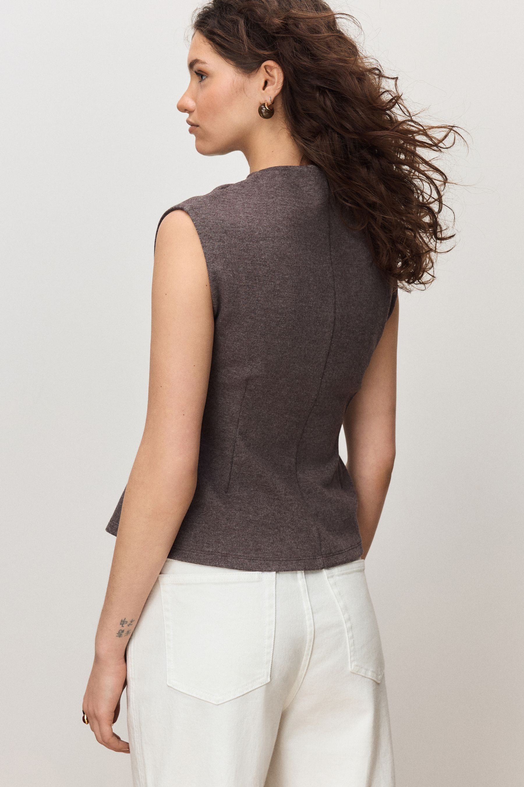 Next Kurzarmbluse Tailliertes, ärmelloses Oberteil in Woll-Optik (1-tlg) günstig online kaufen