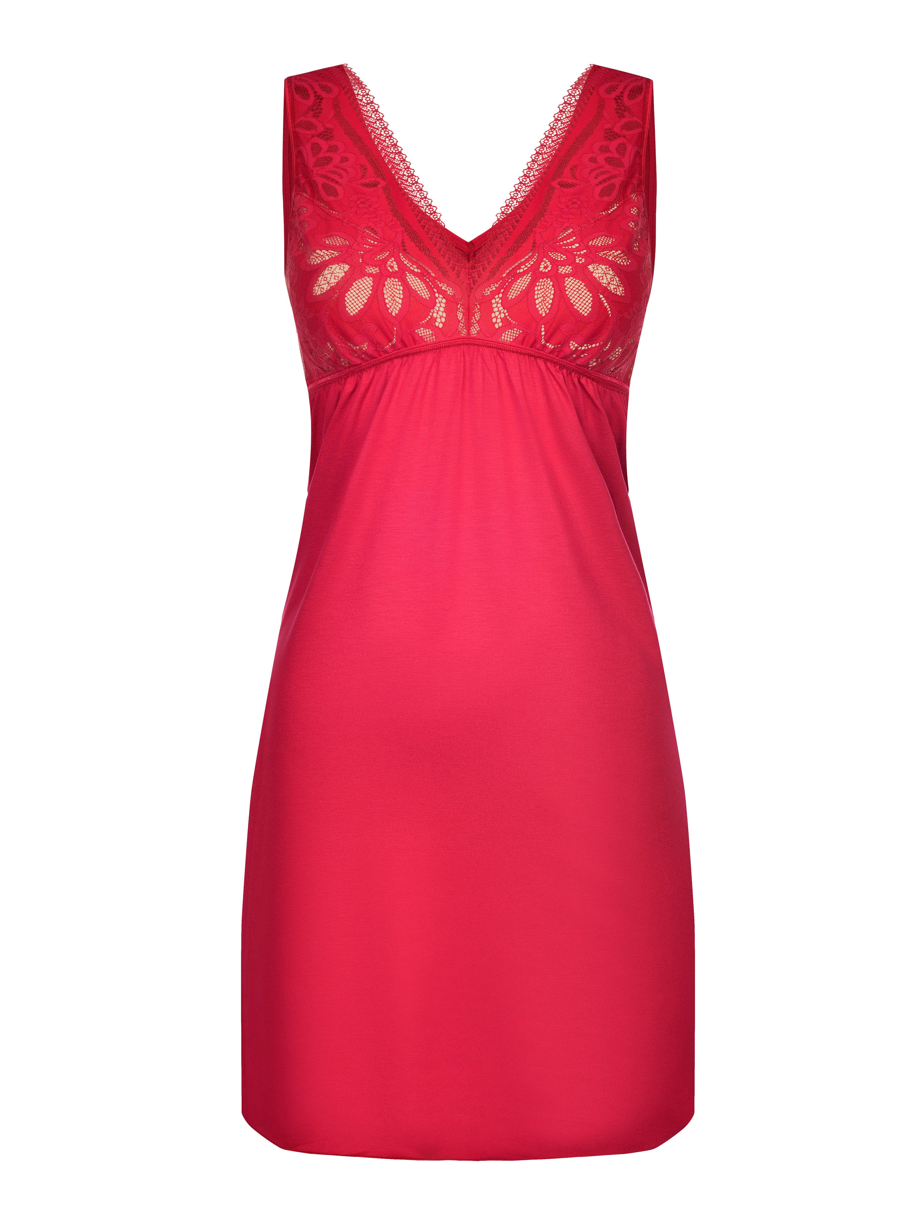 Donna Nachthemd Neglige mit eleganten Spitzeneinsätzen mit unterlegten Cups aus Spitze, luxuriöse Viskosemischung