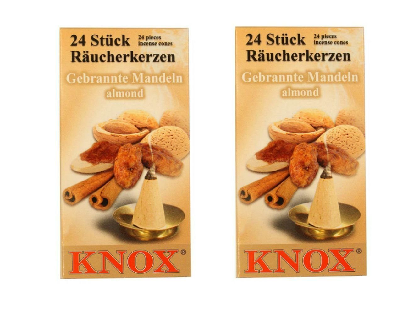 KNOX Räuchermännchen 2 Päckchen Räucherkerzen- Gebrannte Mandeln - 24er Packung | Räuchermännchen