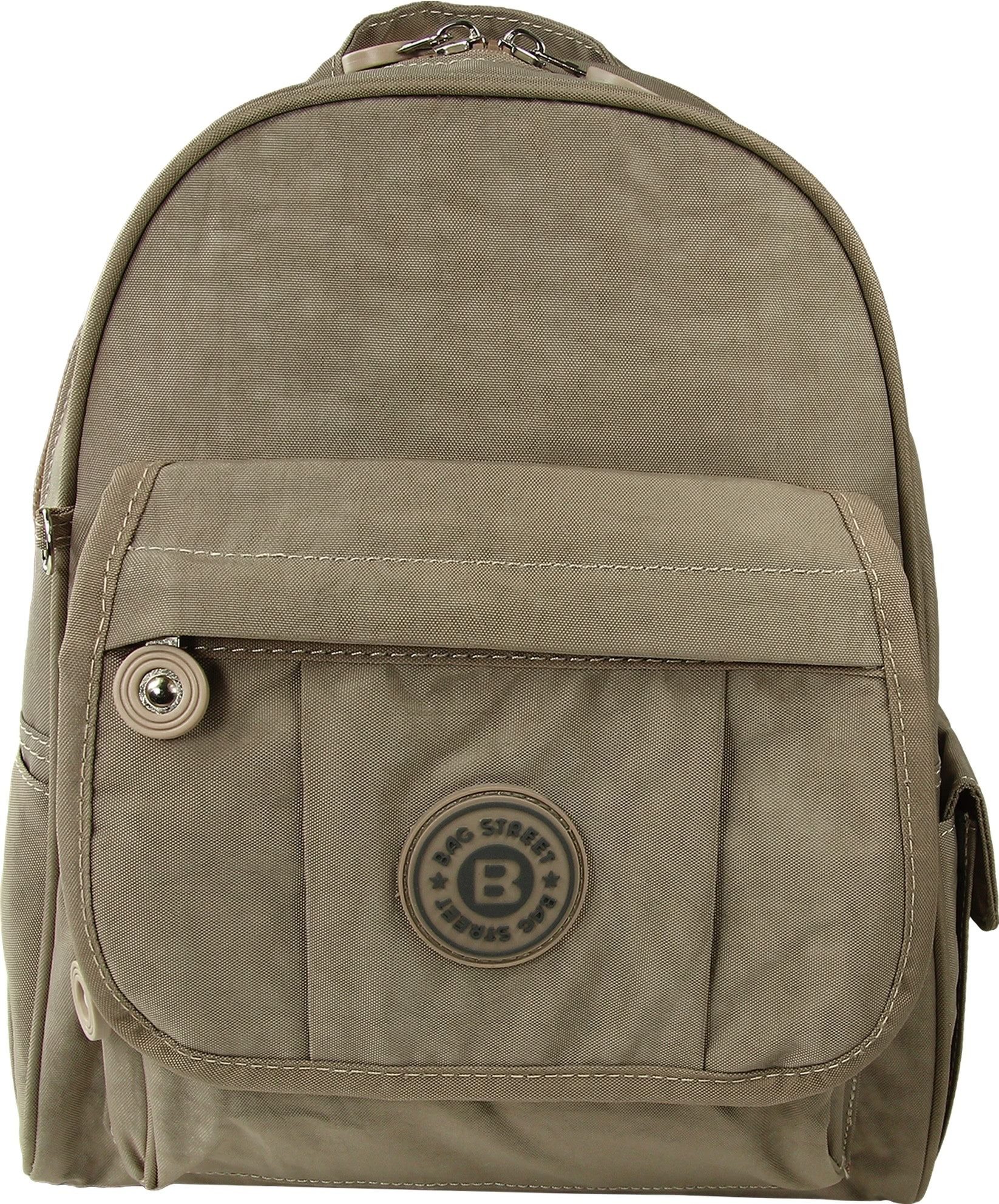 BAG STREET Freizeitrucksack Bag Street Rucksack Crinkle Nylon stone, Damen, Jugend Cityrucksack, Freizeitrucksack Nylon, stone, grau 30cm