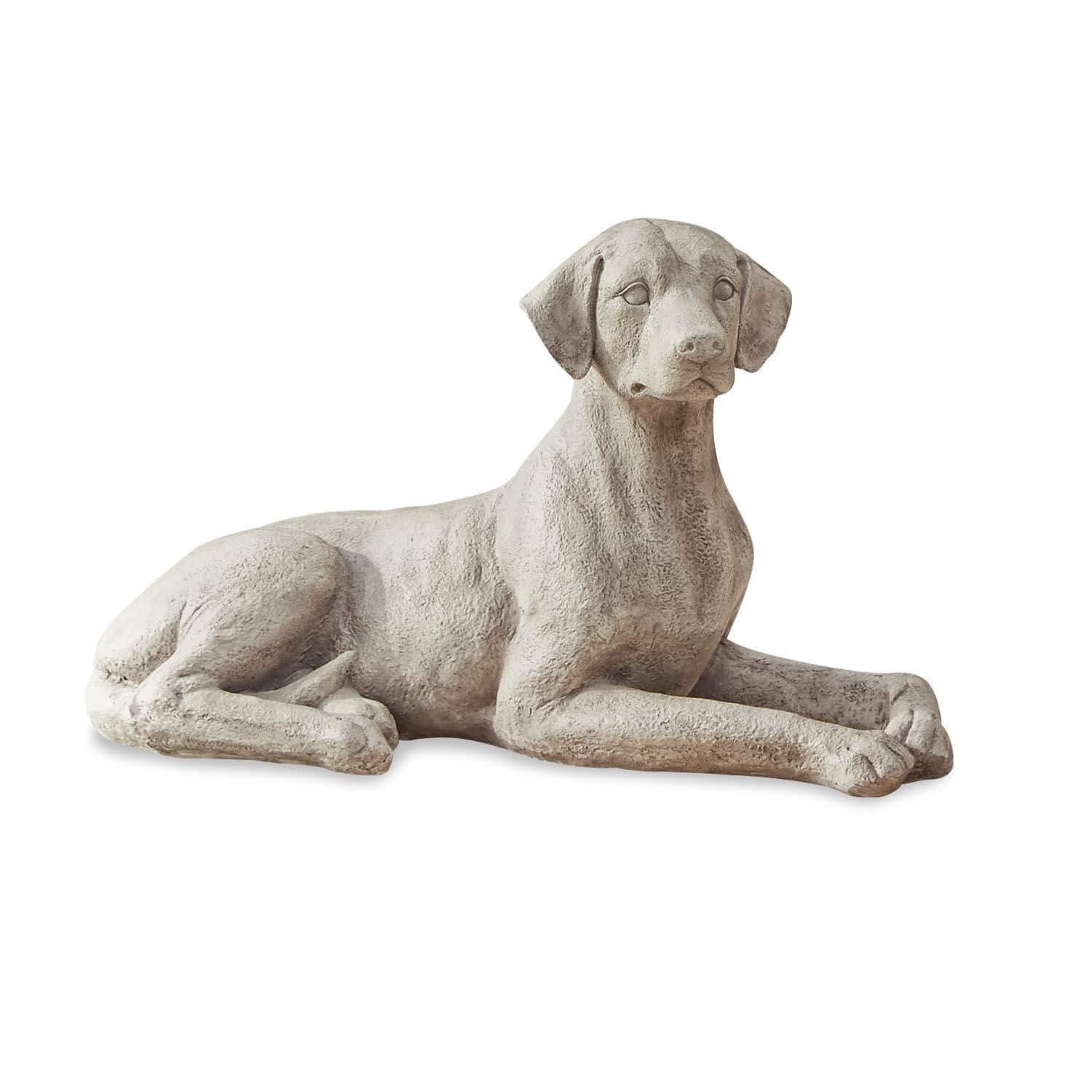 Dekofigur charaktervoller Deko-Hund Socrate im Antik-Look lebensgroß beige
