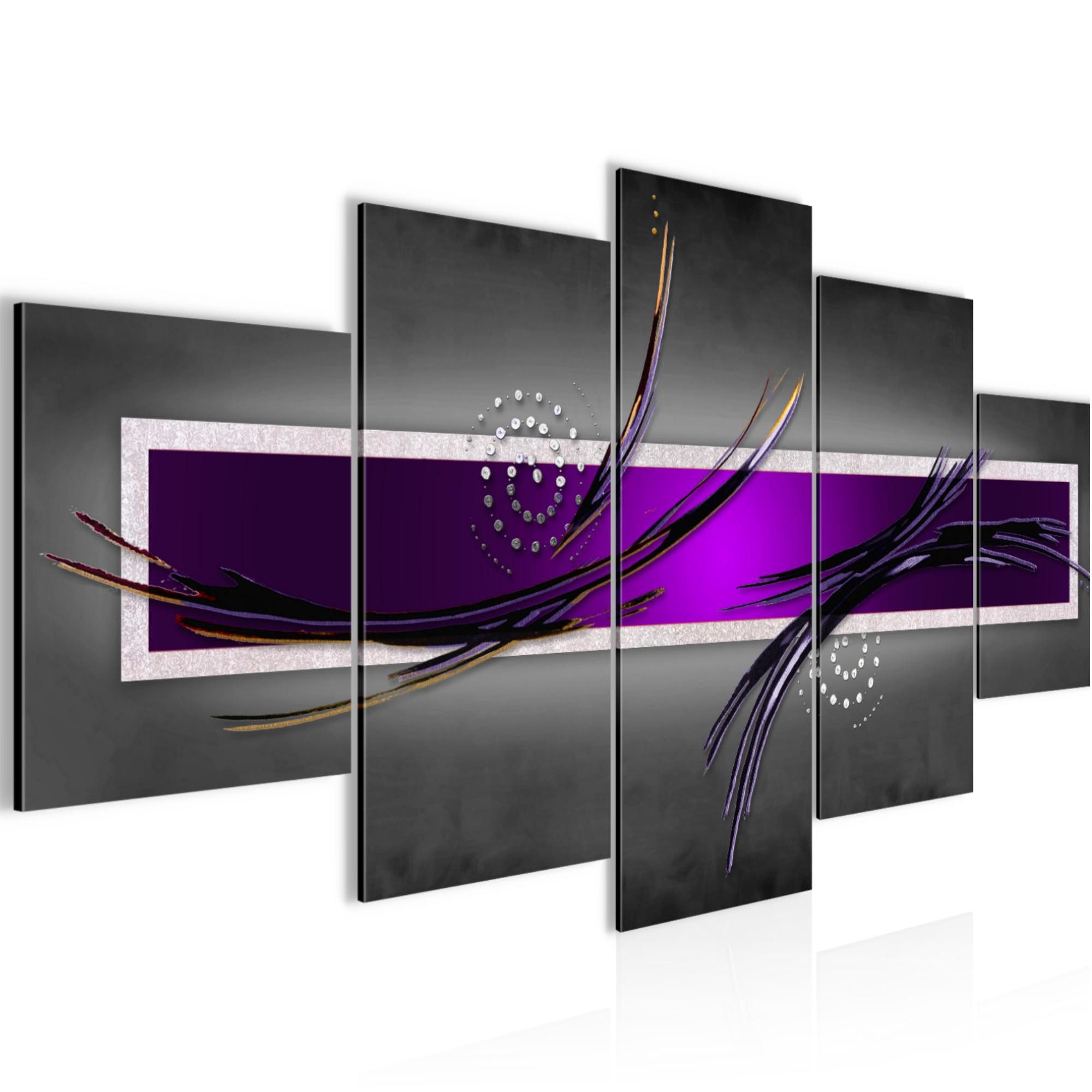 Runa Art Wandbild Bild Abstrakt Grau Lila Violett auf Vlies Leinwand 102553c, 150L x 75B cm