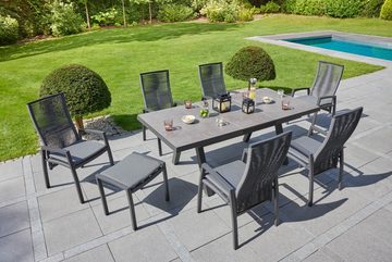 LC Garden Gartenstuhl Diwo anthrazit/grau Aluminium/Rope mit Sitzkissen aus Sunbrella® Stoff (Set, 4 St), Positionsstuhl, Rope-Bespannung, stufenlos verstellbar, inkl. Sitzkissen