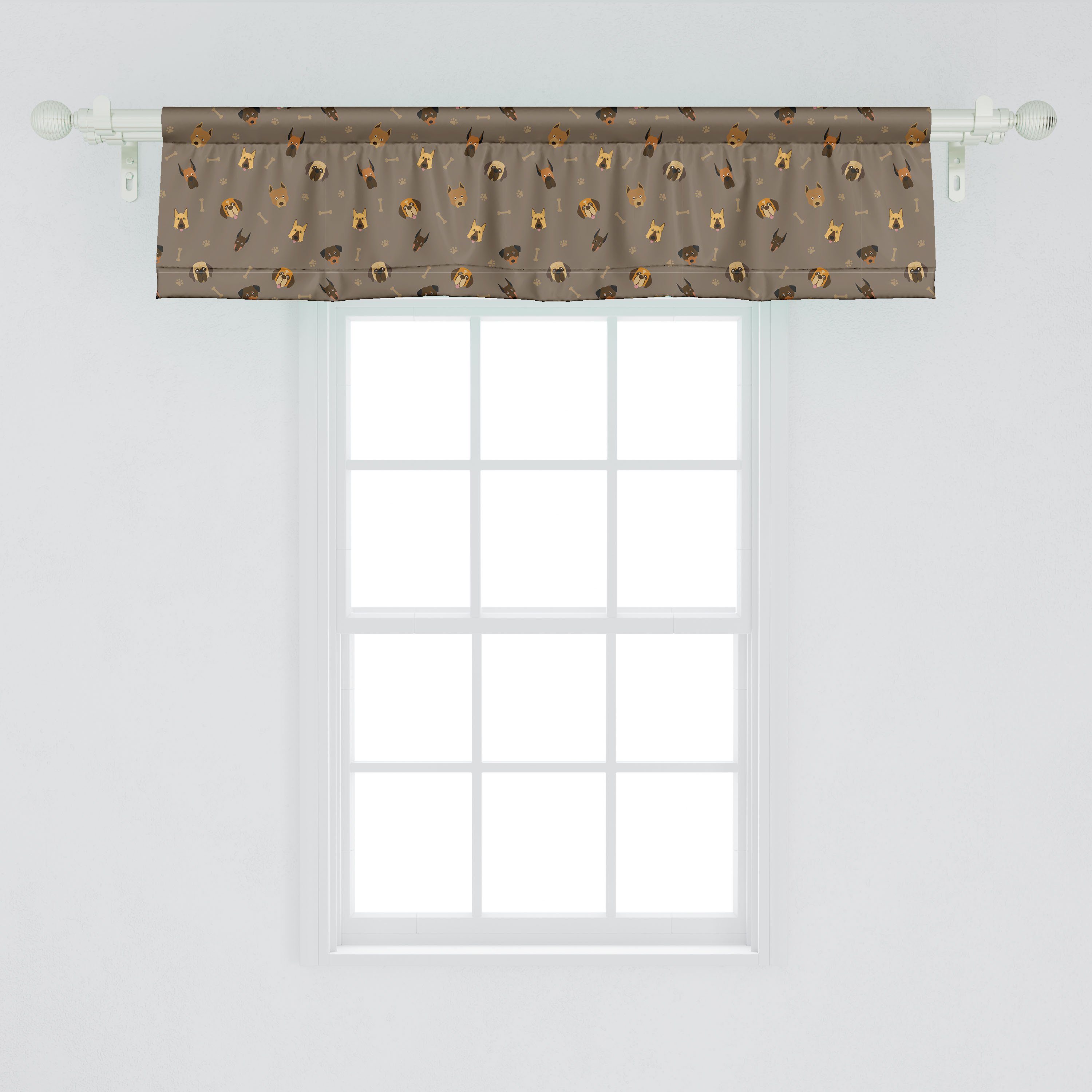 Scheibengardine Vorhang Volant für Dekor Abakuhaus, Stangentasche, Microfaser, mit Schlafzimmer Knochen Heads-Tatzen-Druck Hundeliebhaber Küche und