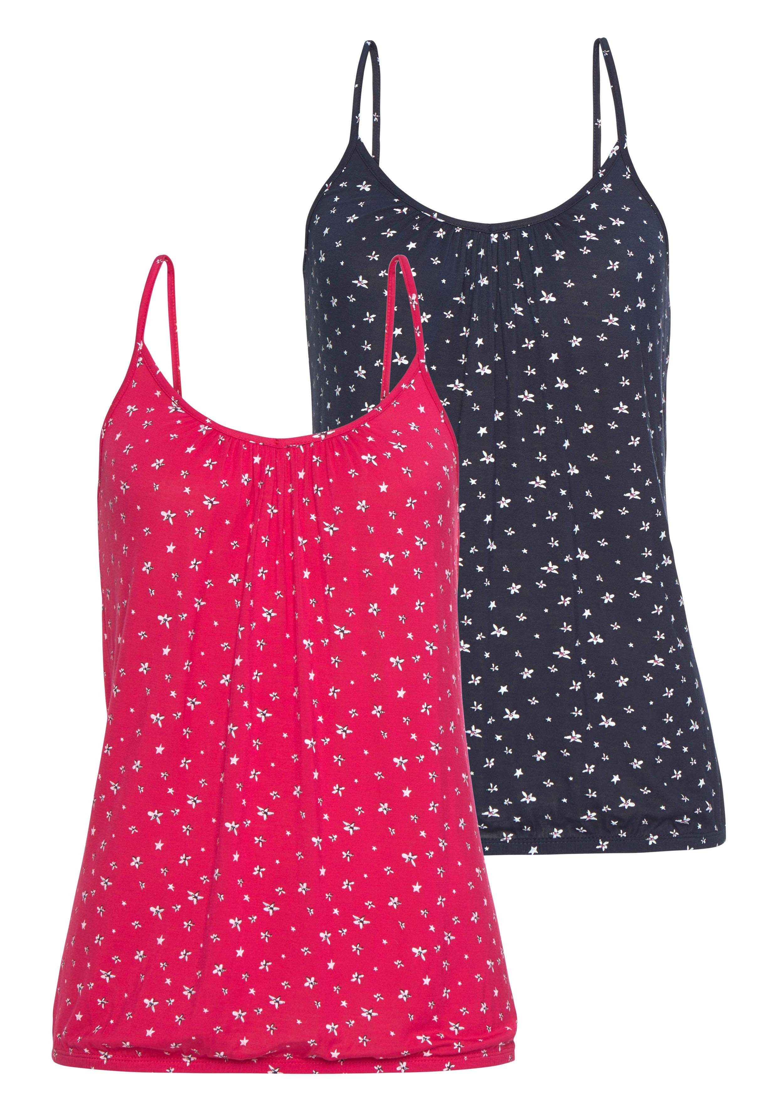 LASCANA Spaghettitop mit Raffung am Ausschnitt (2er-Pack) aus weichem Visko günstig online kaufen