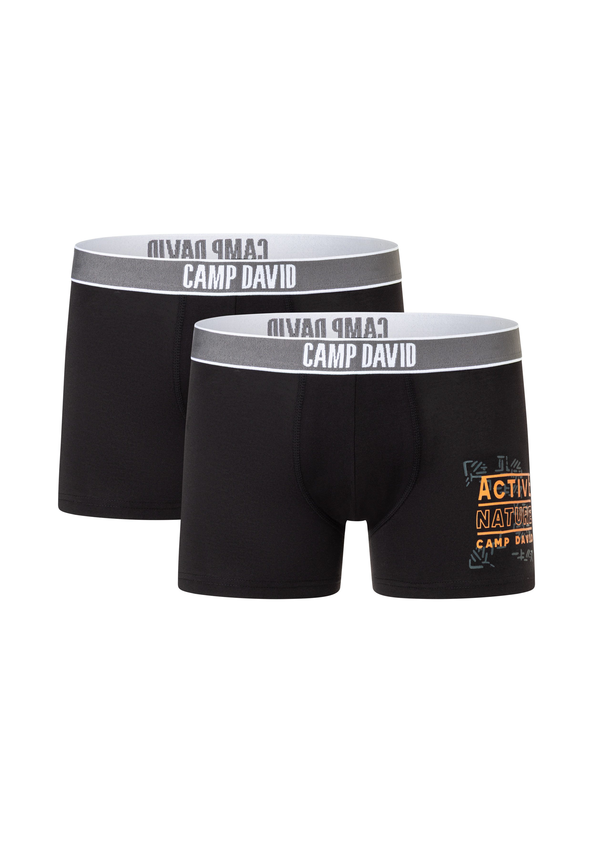 CAMP DAVID Boxershorts casual (2 Paar) mit elastischem Bund