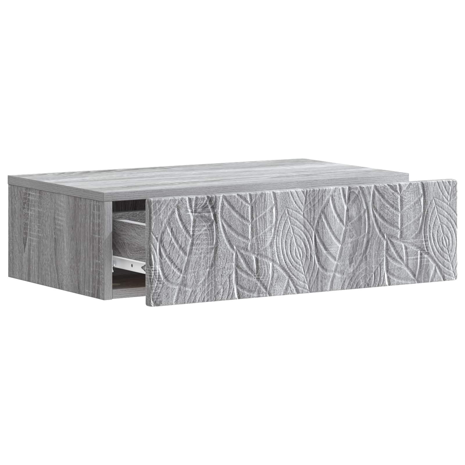 vidaXL Schranksystem Wandmontierter Beistelltisch Grau Sonoma 87,5 x 34,5 x 17 cm (1-St)