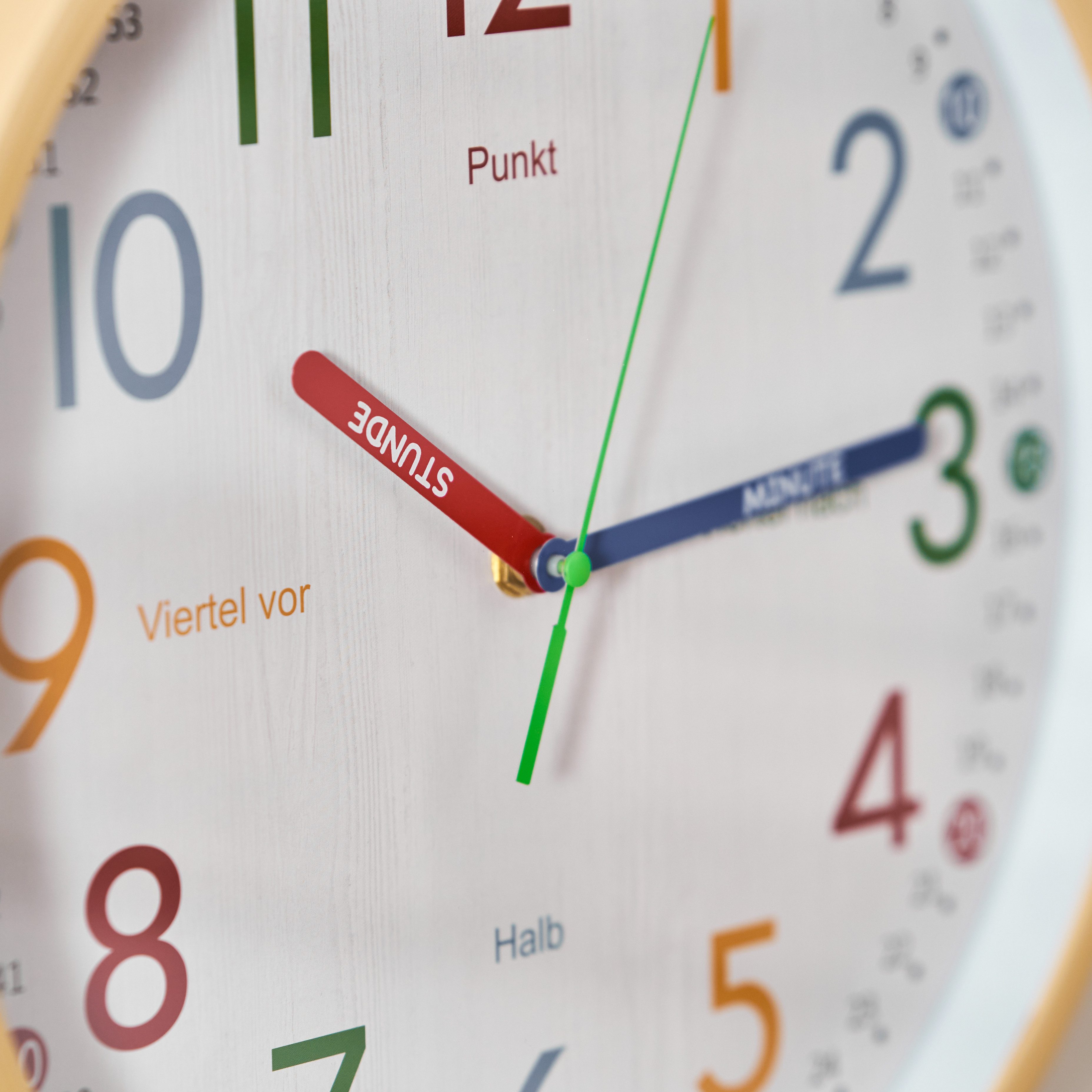 K&L Wall Art Wanduhr Holzoptik lautlose Kinder Wanduhr ohne tickgeräusche ( günstig online kaufen