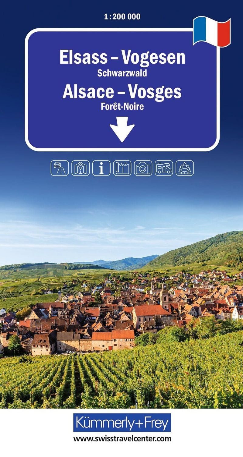 Kümmerly+Frey Regional-Strassenkarte Elsass, Vogesen 1:200.000 / diverse, Mit Schwarzwald. Inkl. Stadtpläne, Ortsverzeichnis und Reiseinformationen