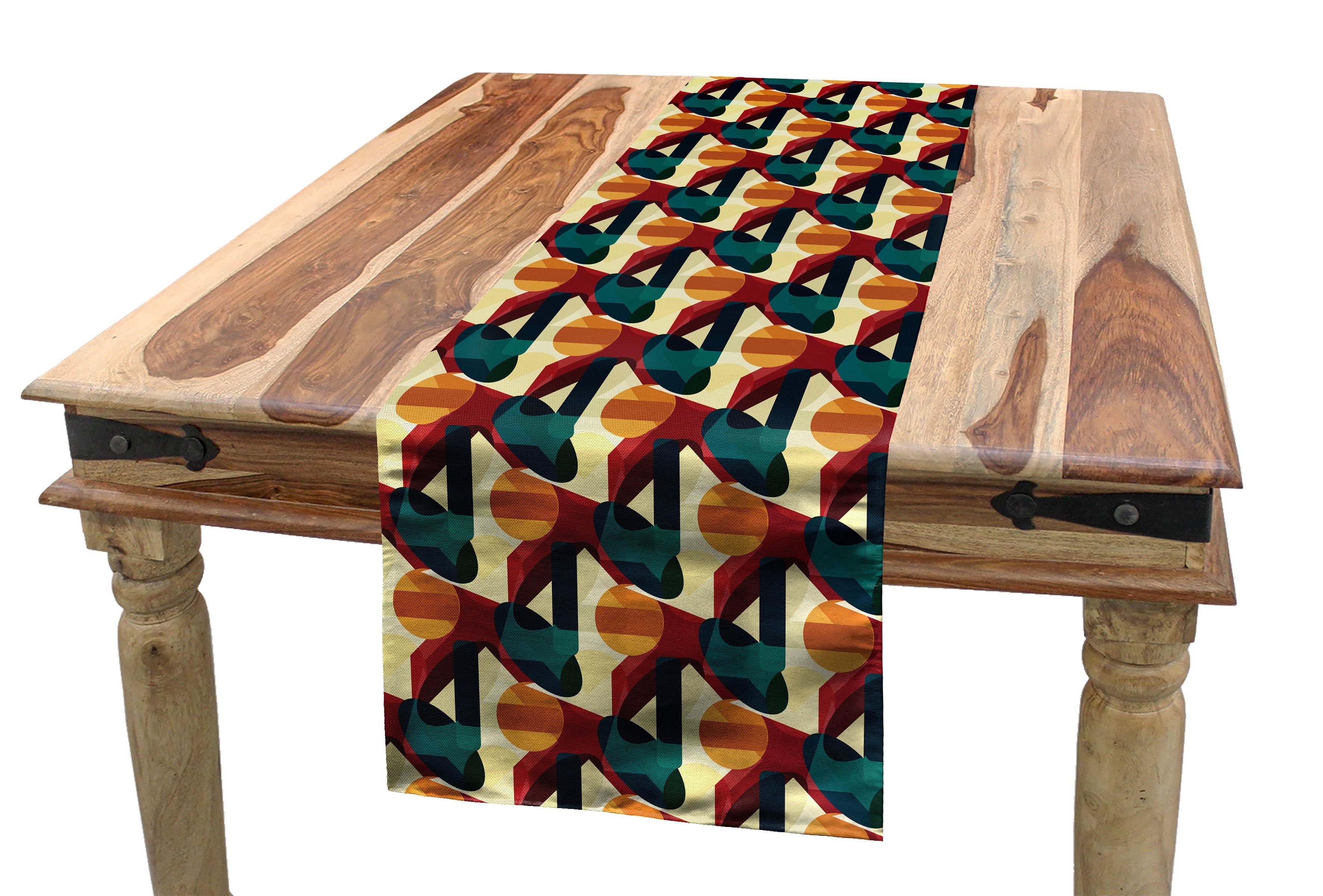Abakuhaus Tischläufer Esszimmer Küche Rechteckiger Dekorativer Tischläufer, Abstrakt Polygonal Vivid Ineinander greifen | Tischläufer