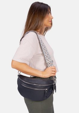 Seasons of April Umhängetasche Crossbody Bag Ella, Große Umhängetasche aus 100% Leder mit breitem Gurt und 2 Zipper