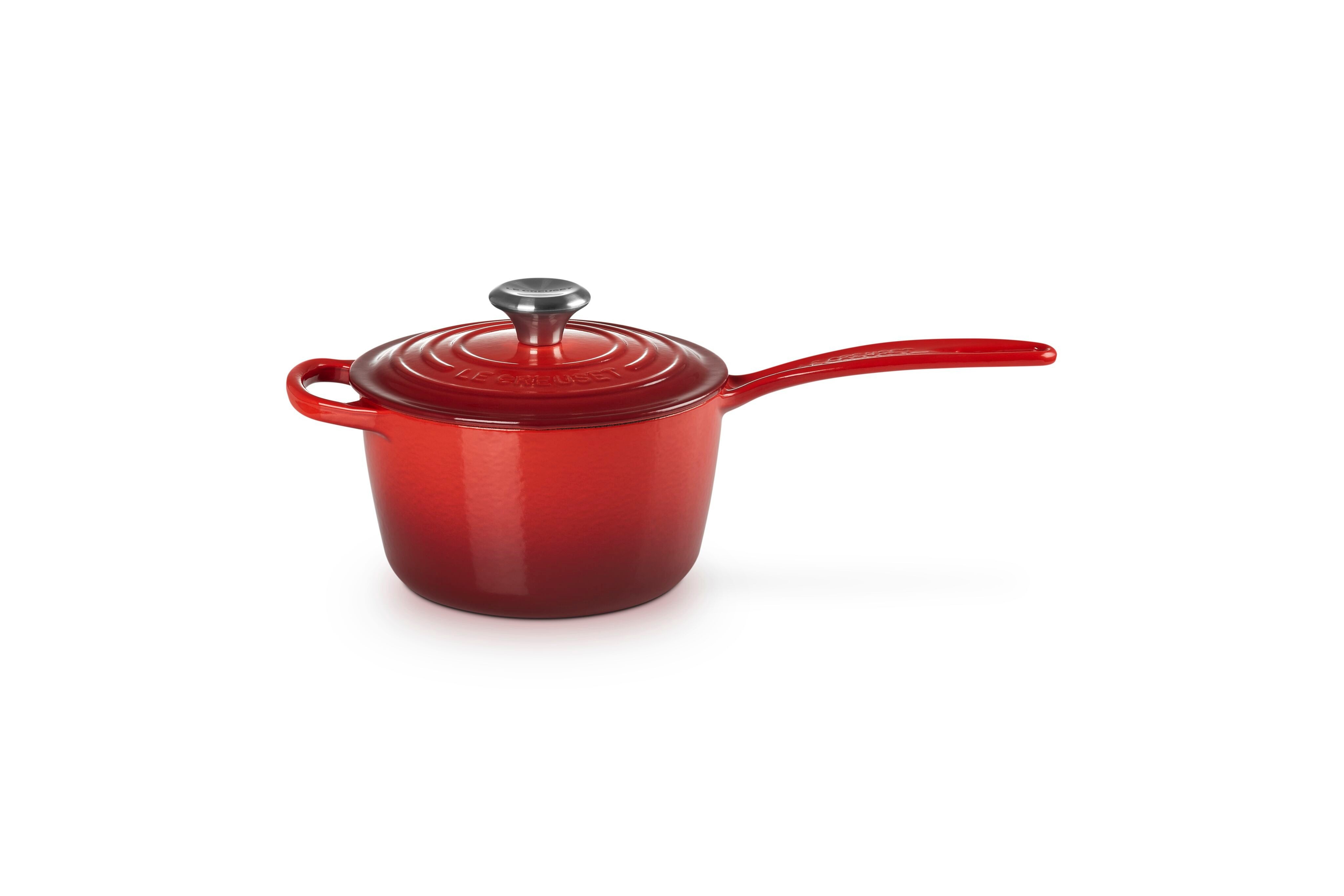 LE CREUSET Kasserolle Stielkasserolle, Rund, Ø 16 cm 2,37kg, Kirschrot, 21181160602430