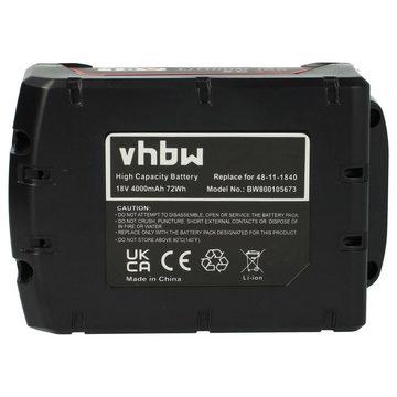 vhbw kompatibel mit Milwaukee M18 HCC-201C CU/AL-SET, HCC-201C ACSR-SET, Akku Li-Ion 4000 mAh (18 V)