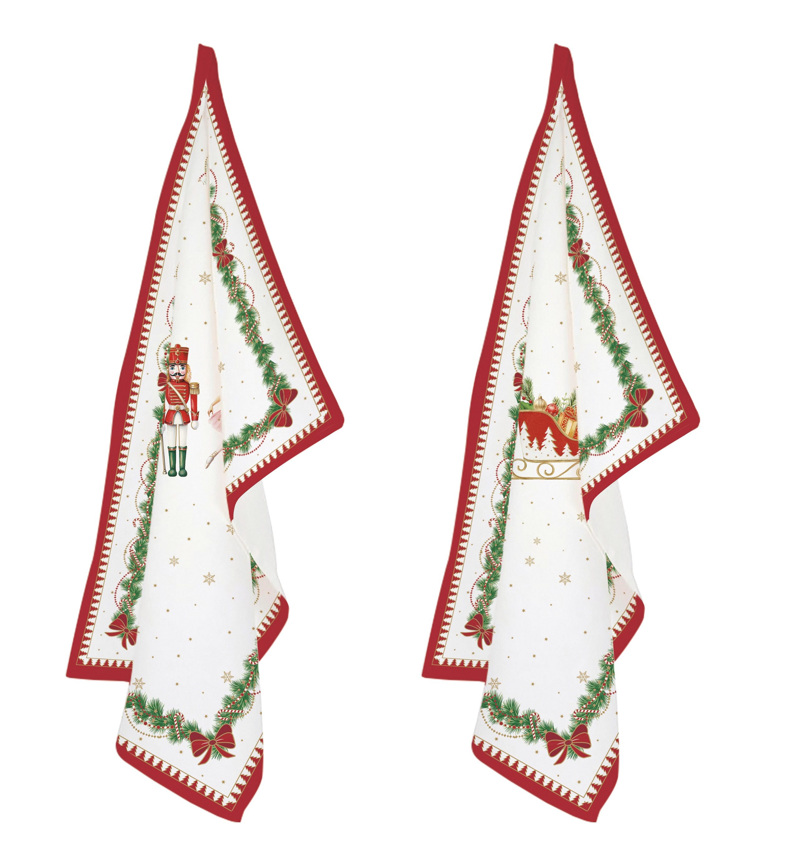 EasyLife Geschirrtuch MNOE2634 - Magie de Noel, 70 x 50 cm, 100% Baumwolle, 2er SET, (2-tlg)