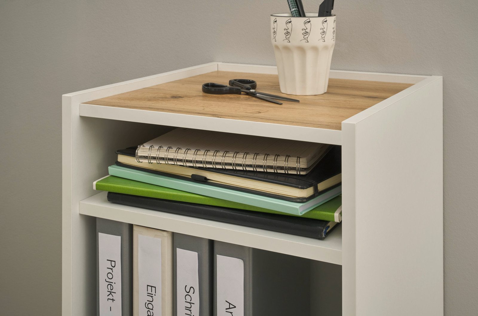 Furn.Design Container Center (Schreibtischcontainer in weiß mit Eiche, 40 x 70 cm)