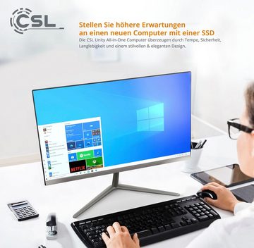 CSL Unity F24W-GLS Win 11 All-in-One PC (23,8 Zoll, Intel® Celeron N4120, 8 GB RAM, 128 GB SSD, passiver CPU-Kühler)