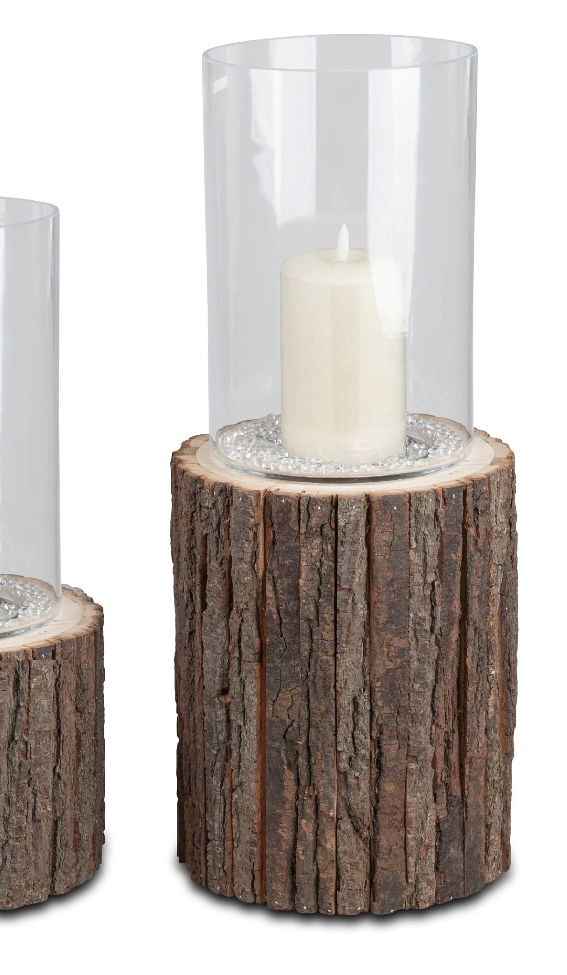 formano Windlicht Baumstamm, mit Glasaufsatz, natur, Motiv: Baumstamm
