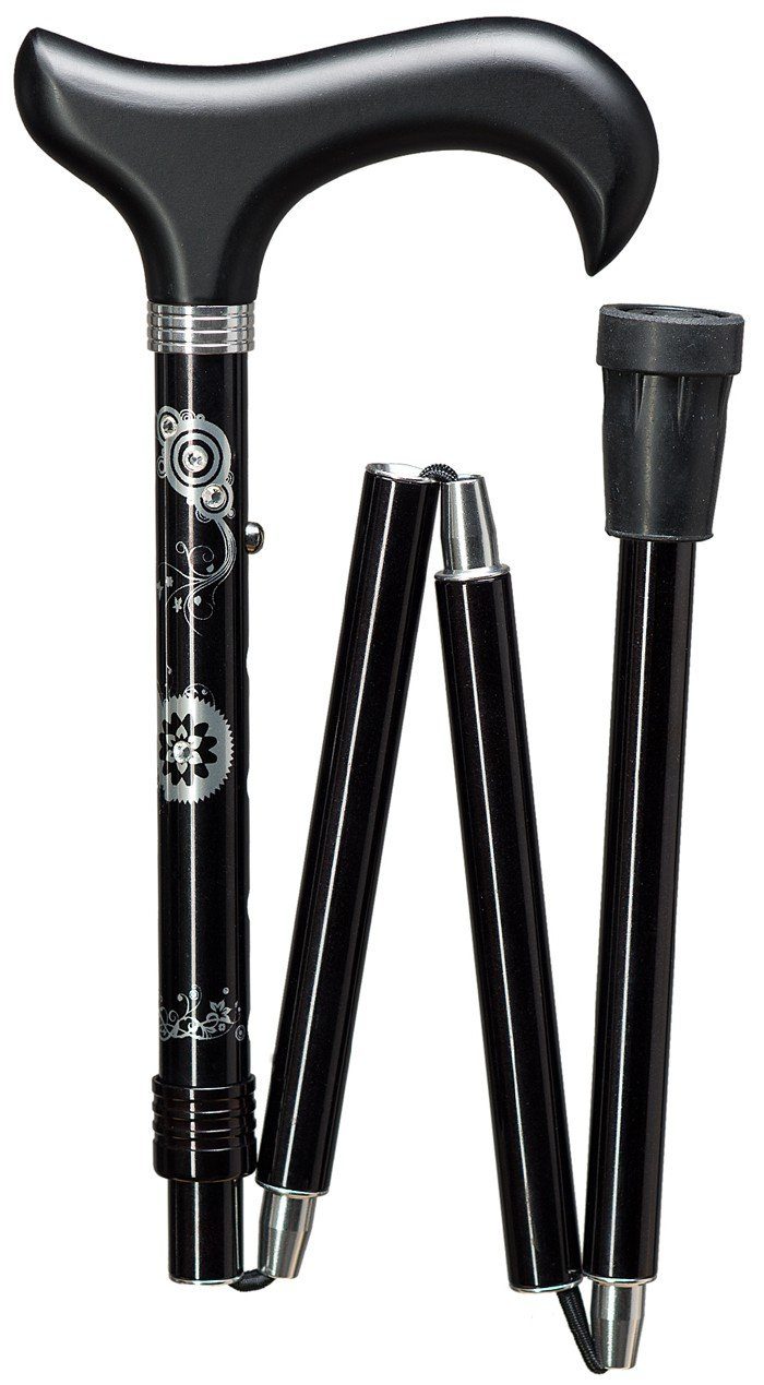 Stockshop Gehstock Gehstock Deluxe-Faltstock STRASS TATTOO, 4-teilig-faltbar, schlanker D