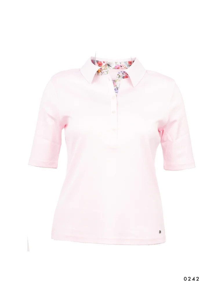 efixelle T-Shirt Polo mit Webkragen Efixelle rosa
