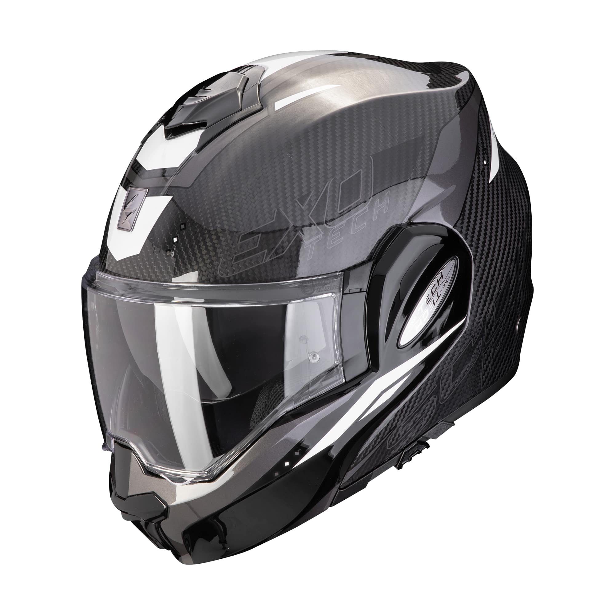 Scorpion Exo Motorradhelm Scorpion Exo-Tech Evo Carbon Rover schwarz-weiss Klapphelm klein schla