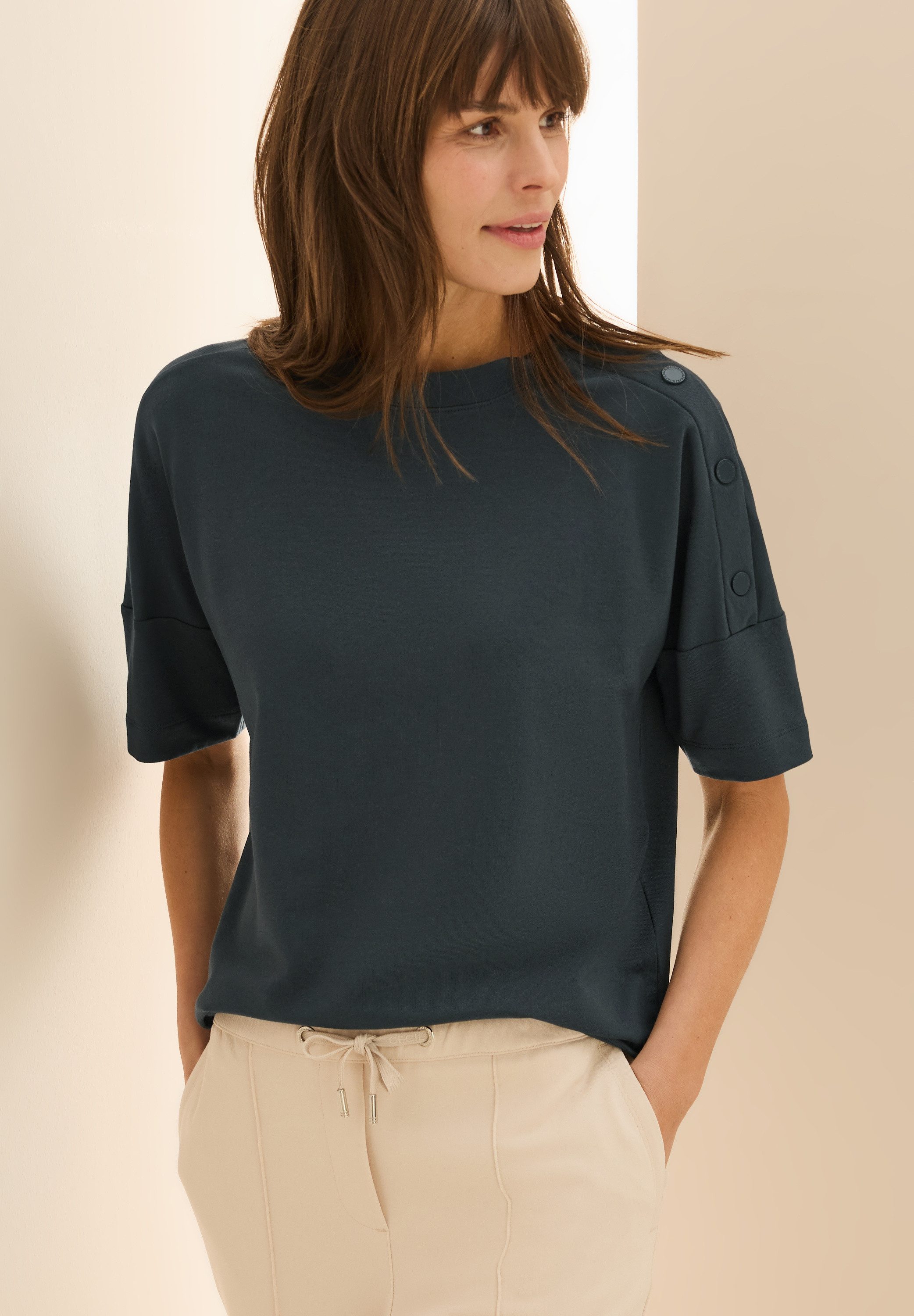 Cecil T-Shirt, mit Knopfdetail günstig online kaufen