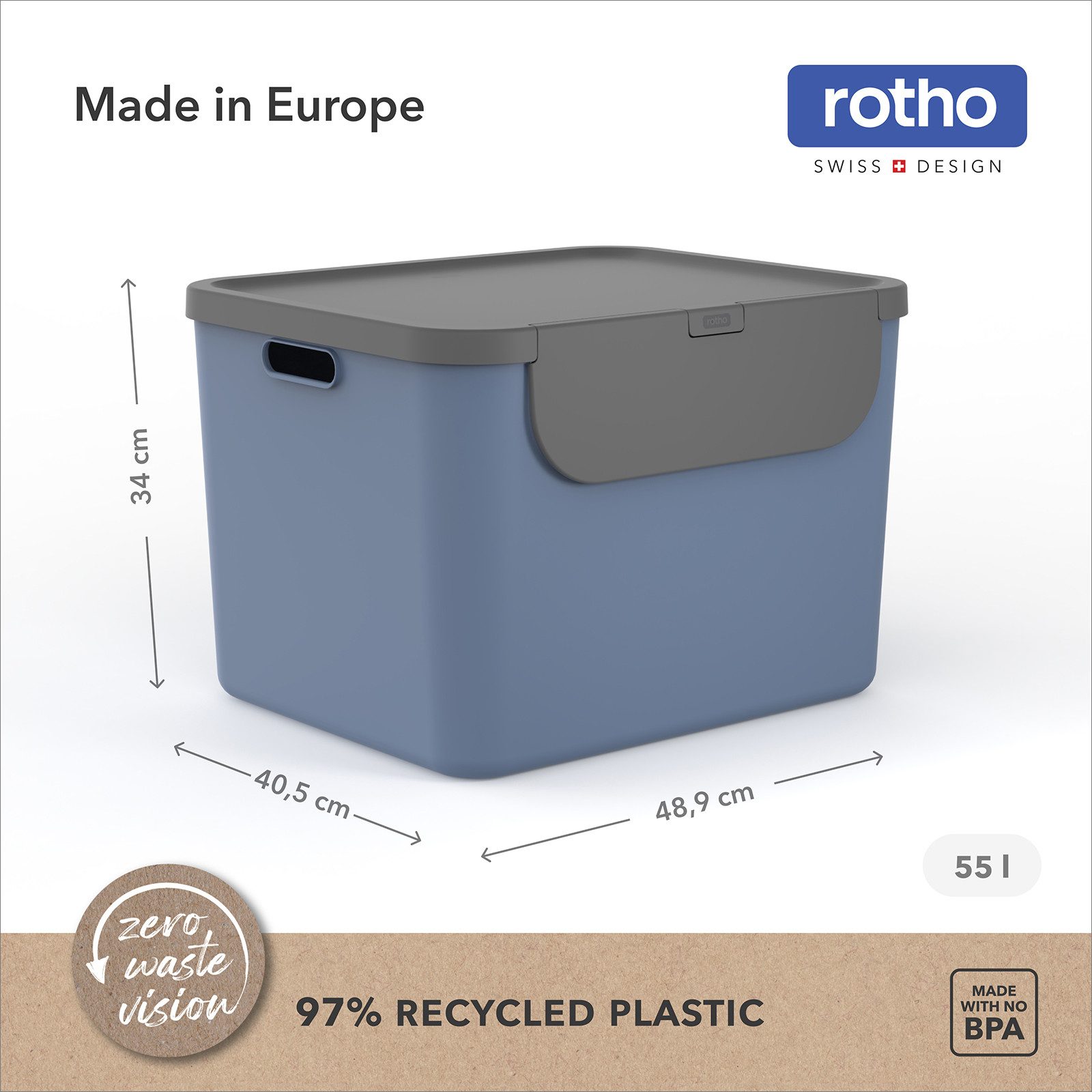 ROTHO Mülltrennsystem, Behälter ideal für Mülltrennung & Recycling