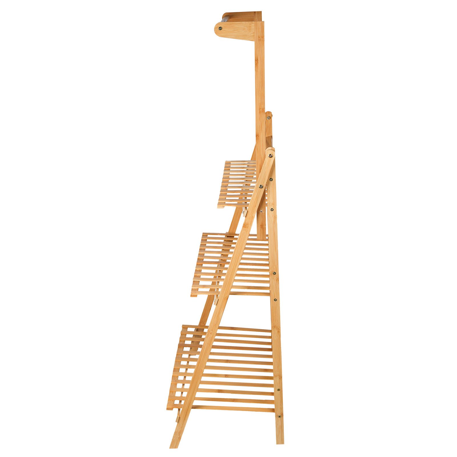 JEOBEST Blumenständer Pflanzentreppe Pflanzenständer Blumentreppe Klappbar, aus Bambus, Höhe 141cm, Hängepflanzenständer – Bild 5 von 5