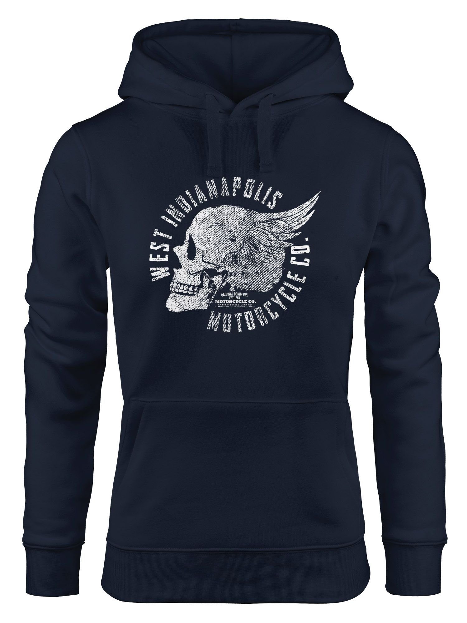 Neverless Hoodie Hoodie Damen Totenkopf Flügel Motorrad Biker Skull Wings Vintage