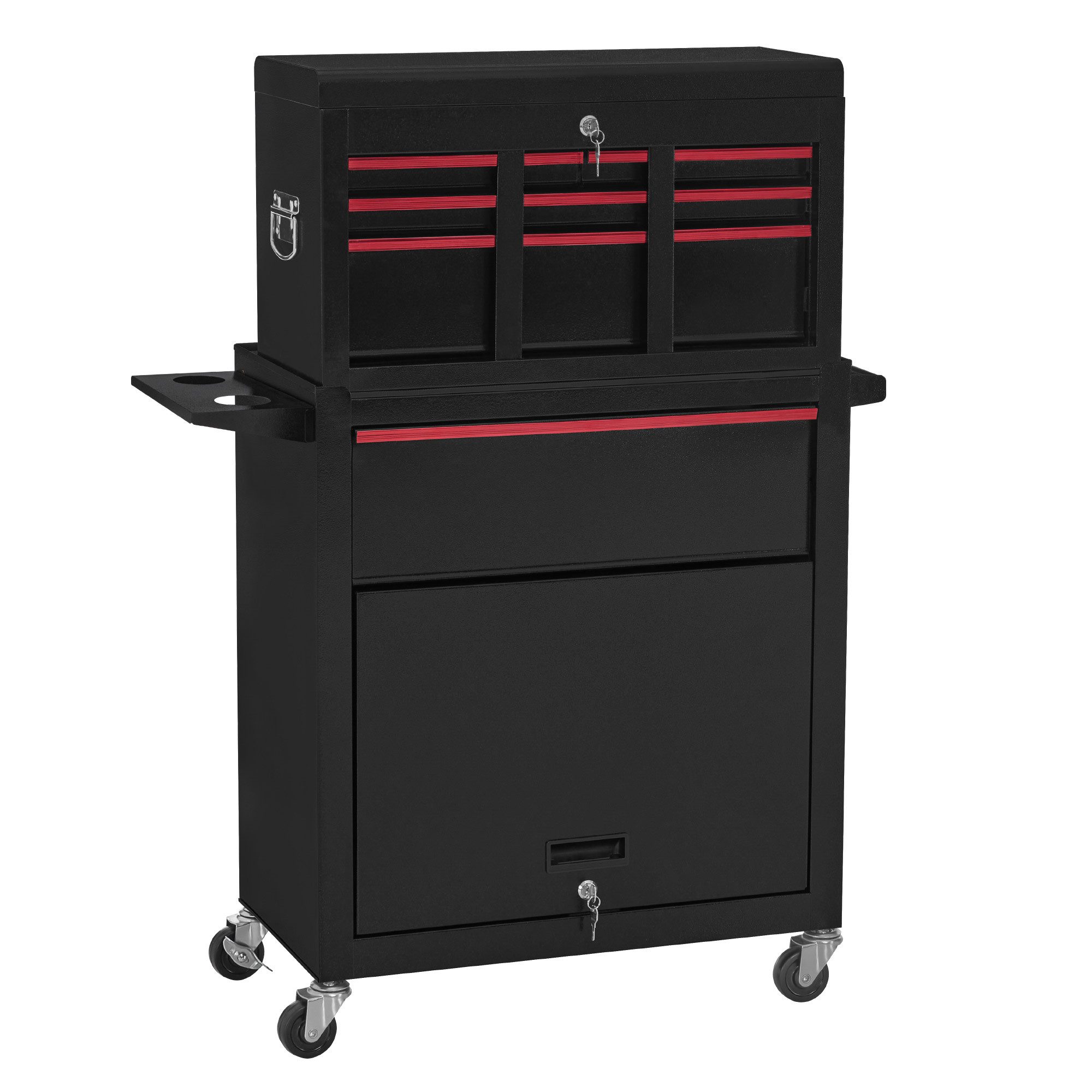 Barberpub Rollwagen BarberPub 2 in 1 Friseurwagen mit 5 Schubladen, mit Rollen, 0097, mit Rollen, mit Schrank & Haken, abschließbar