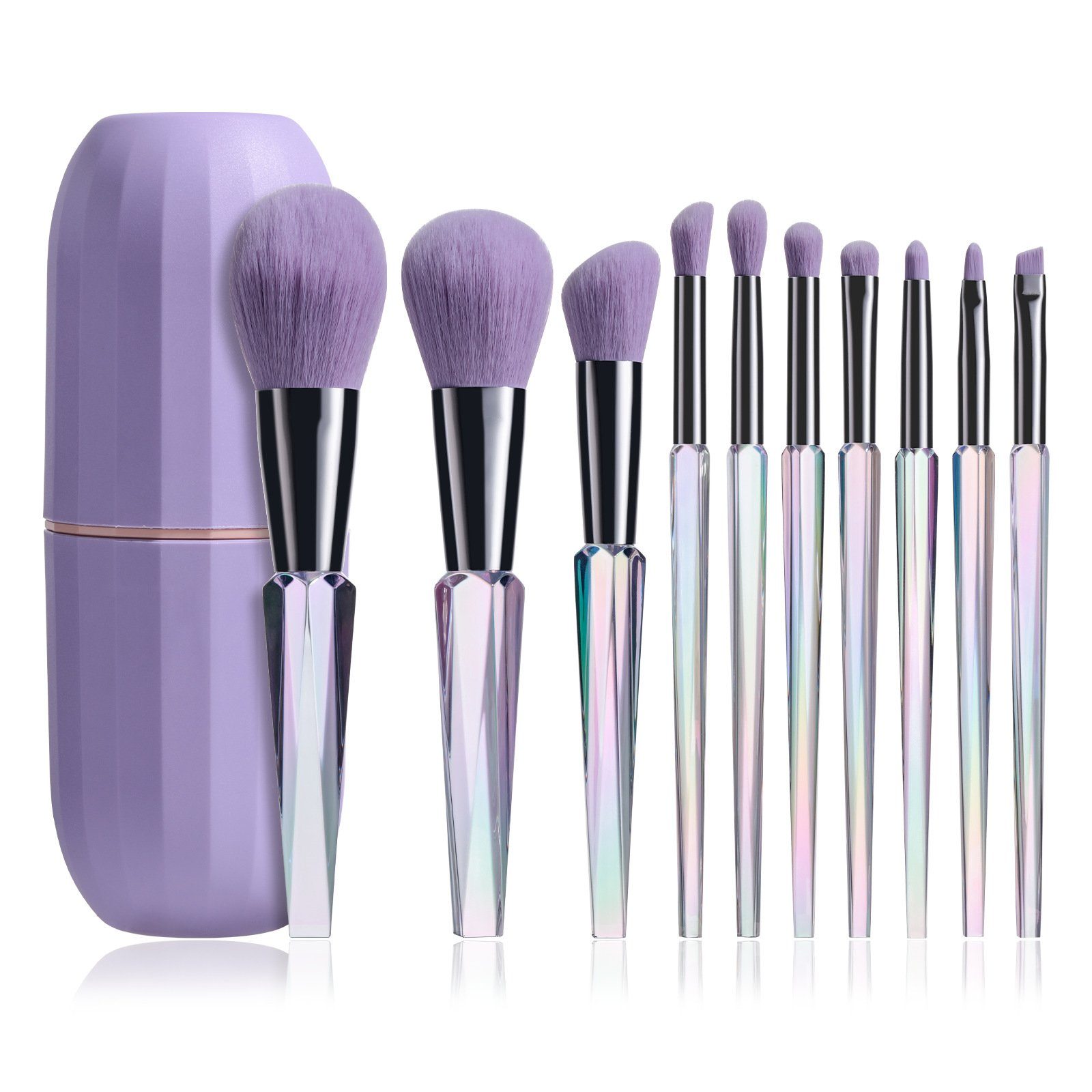 Haiaveng Kosmetikpinsel-Set Make-Up Pinselset mit 10 Kosmetik Stück Make-Up Zylinder, Violett, Pinsel Kosmetikpinsel Professionelle