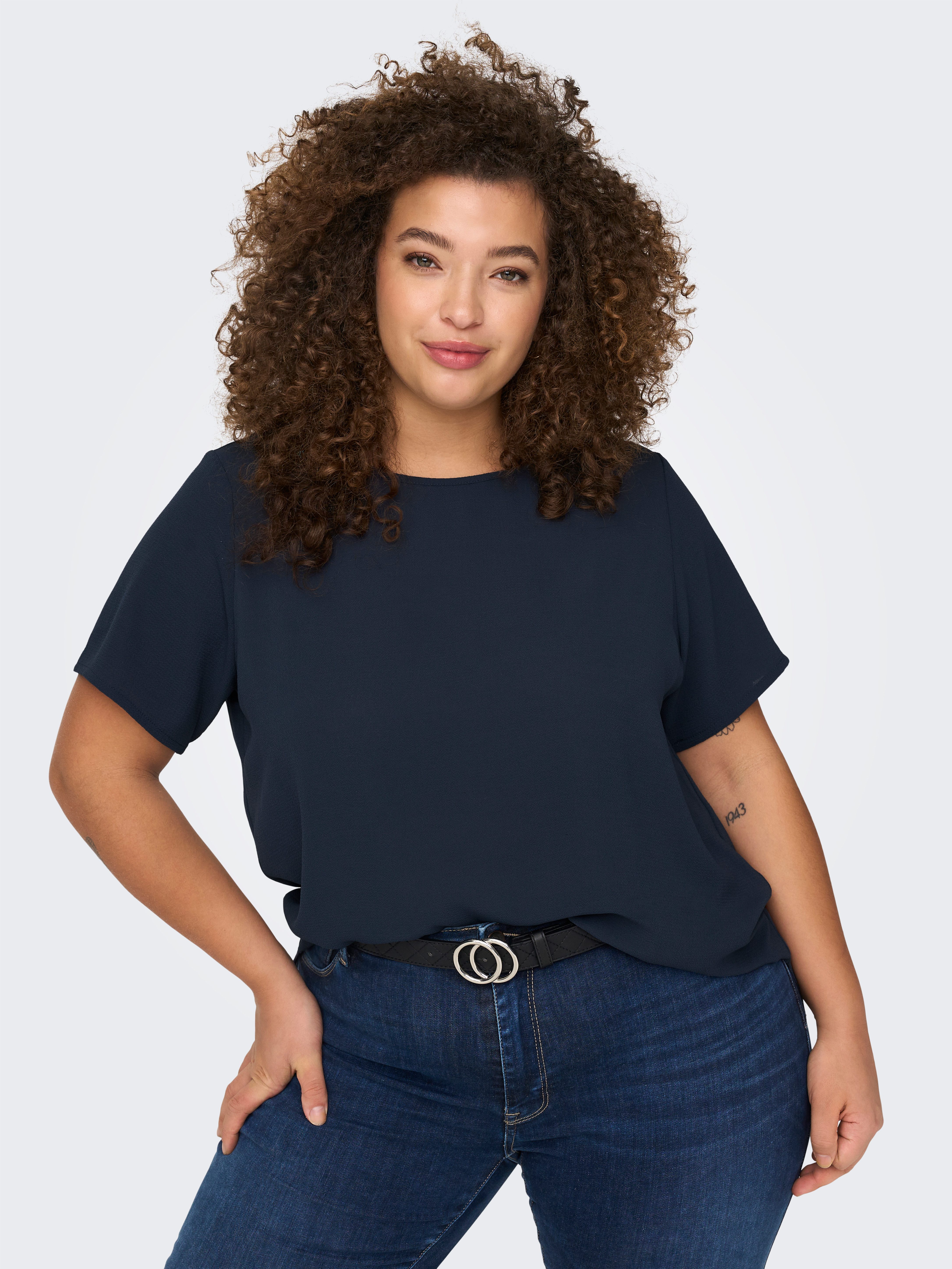 ONLY CARMAKOMA Shirtbluse CARVICA SS TOP WVN NOOS Materialmix, regular fit günstig online kaufen