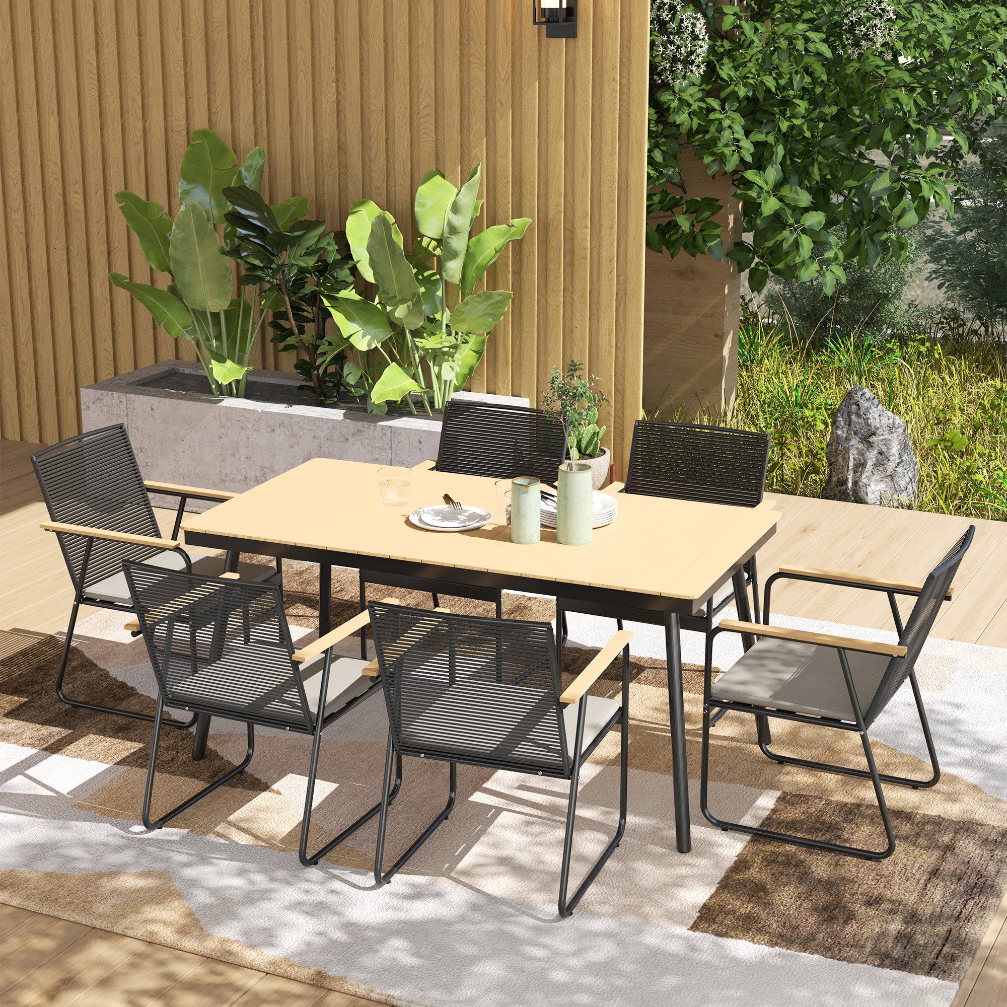 Outsunny Garten-Essgruppe für 6 Personen, mit günstig online kaufen