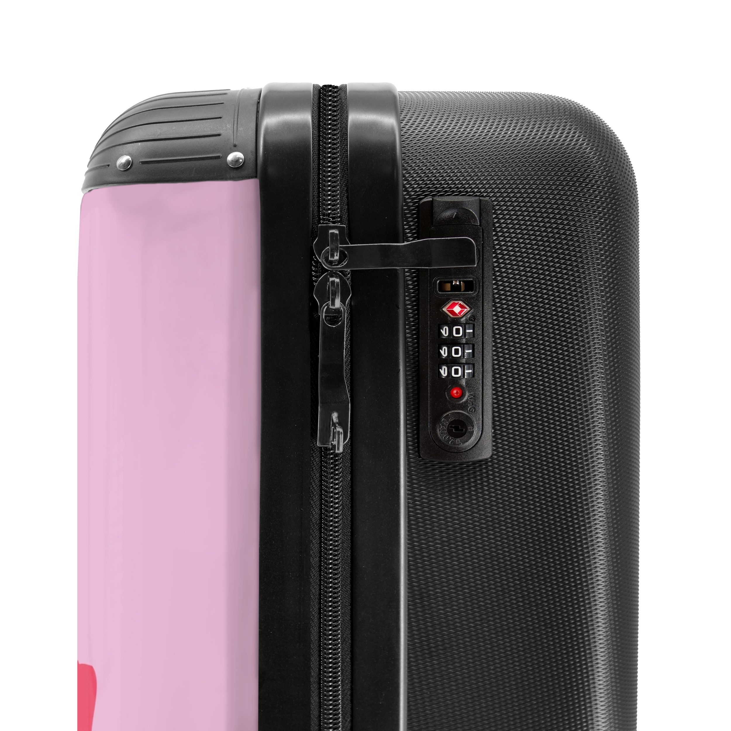 NoBoringSuitcases.com© Hartschalen-Trolley Lila mit rosa Zitat 'yeah' 55x35x20cm, Handgepäck Koffer & Trolleys, Luggage, Reisekoffer Frauen – Bild 5 von 5