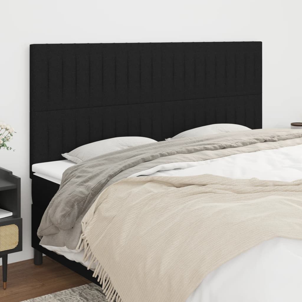 vidaXL Bett Kopfteil Schwarz 180 x 5 x 118/128 cm Stoff (1-tlg)