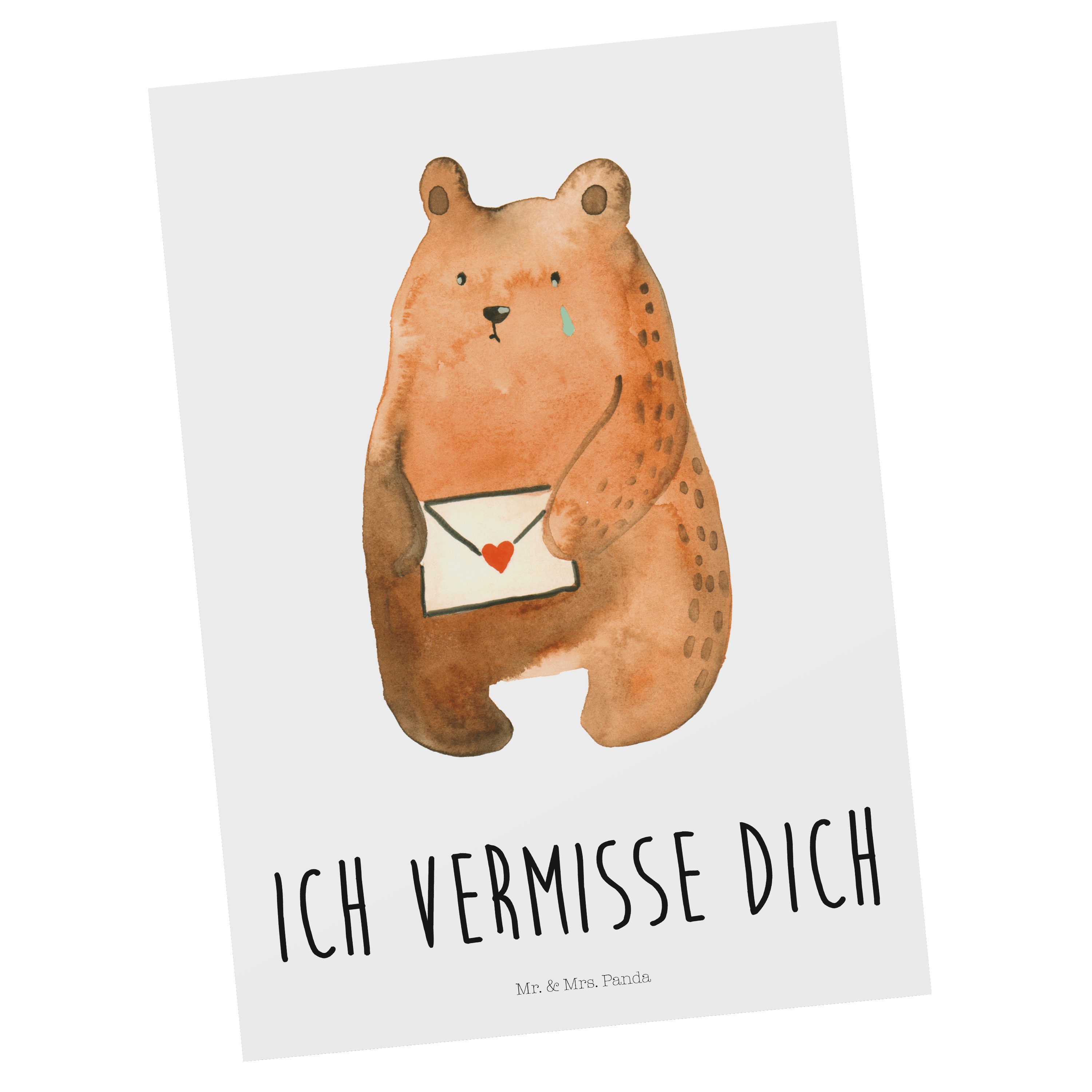 Mr. & Mrs. Panda - dich Ich vermisse Postkarte Grußkarte Geburtstagskarte, Weiß Bär - Geschenk
