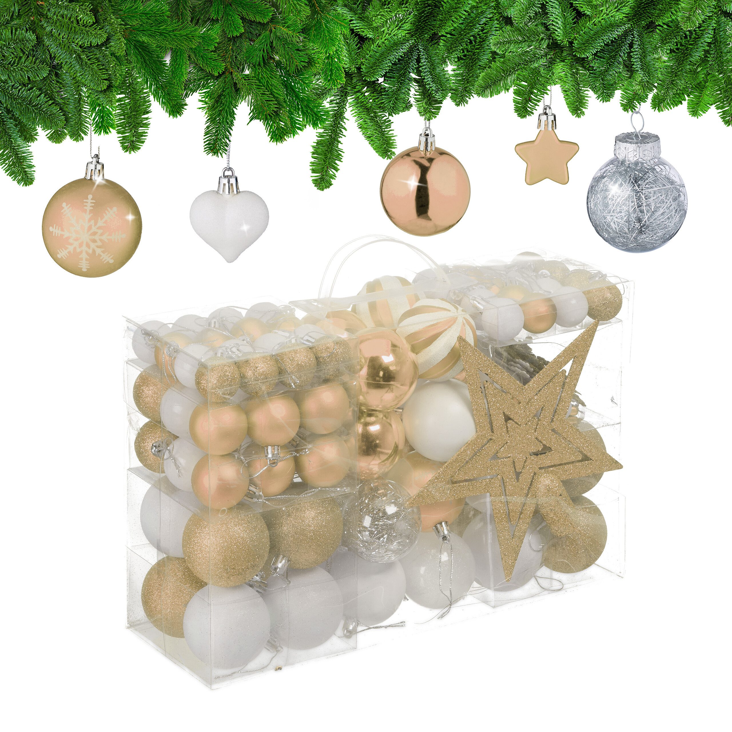 relaxdays Weihnachtsbaumkugel Новогодние шары im 101er Set, Champagner
