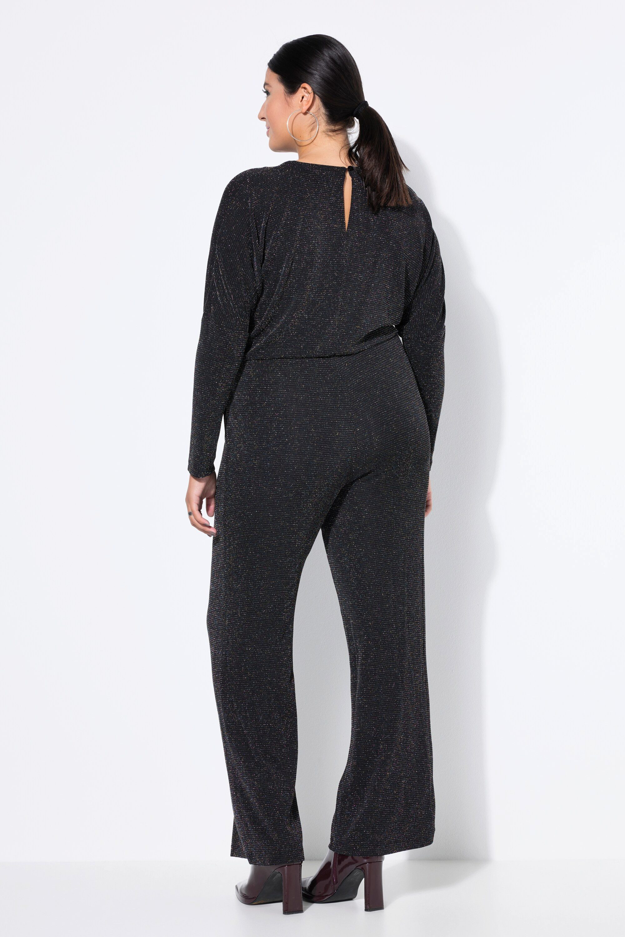 Studio Untold Maxikleid Jumpsuit oversized Glittereffekt weites Bein
