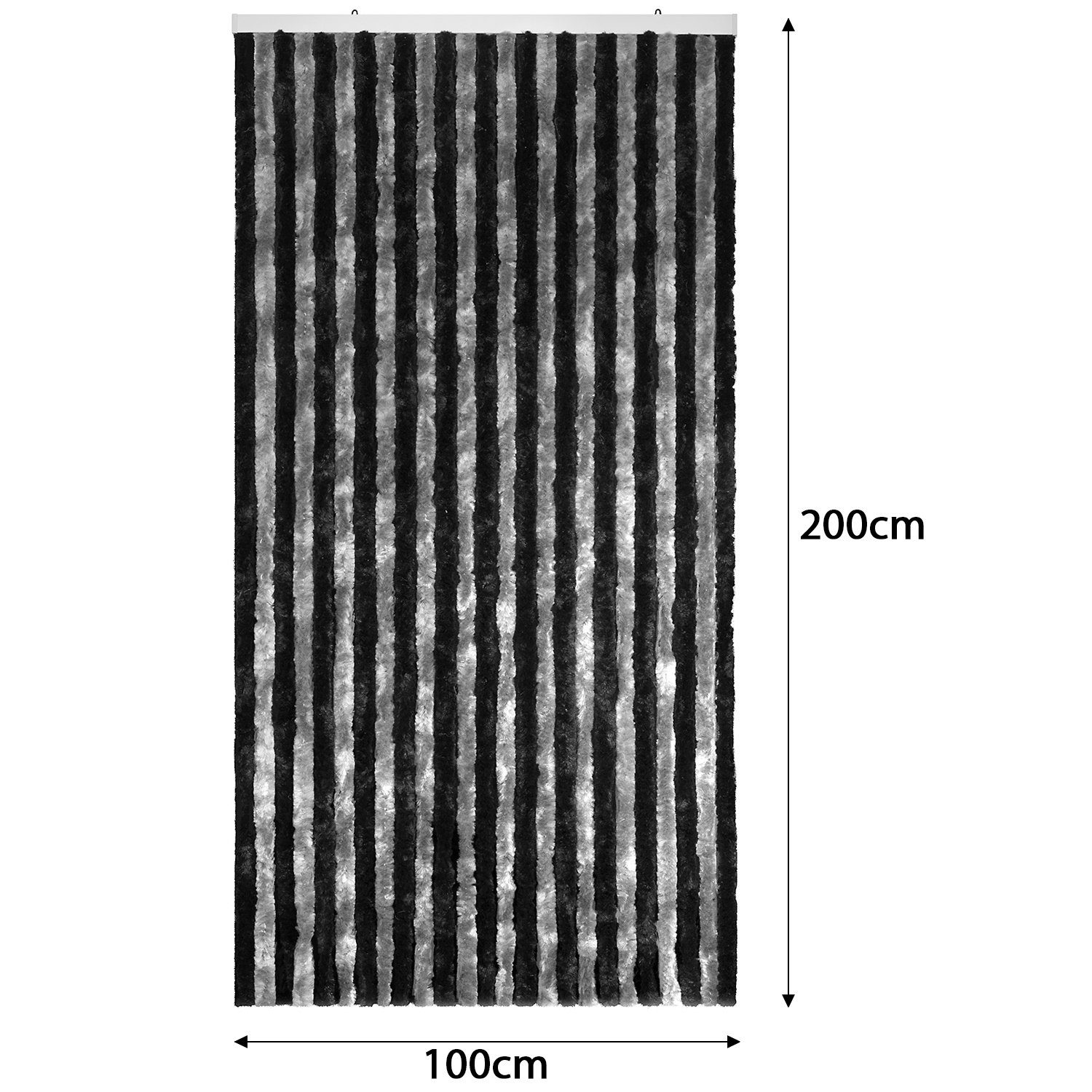 Wohnwagen Türvorhang Wohnmobil Hakenaufhängung Chenille Moritz, Flauschvorhang 100 grau, x schwarz 200 Vorhänge St), (1 Türvorhang Zubehör Camping abdunkelnd, cm