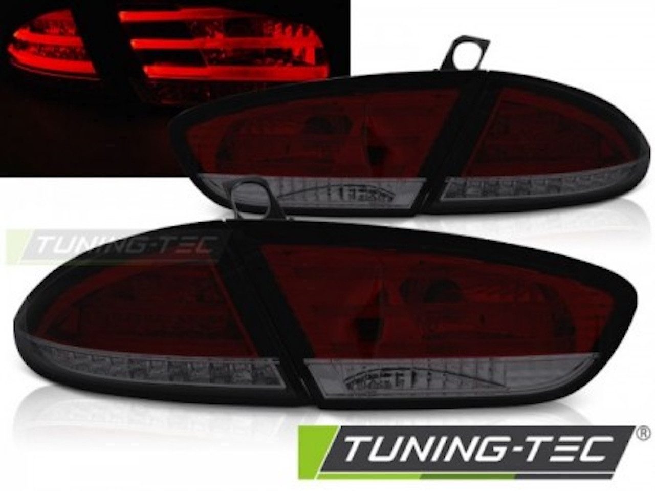 LLCTOOLS KFZ-Ersatzleuchte LED Rückleuchten Passend für Seat Leon II 09–12 Rot Smoke