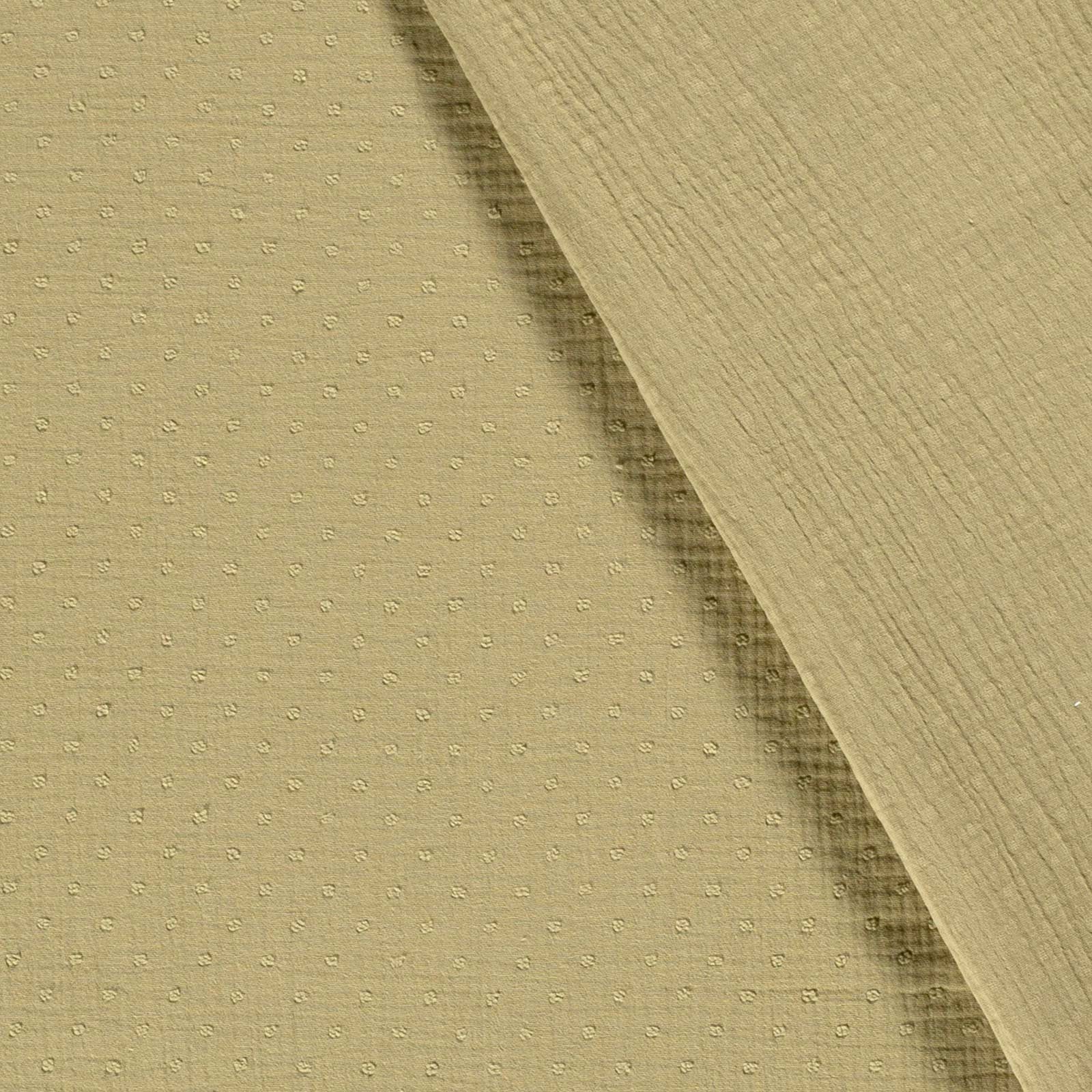 maDDma Stoff Musselin-Stoff gepunktet ab 50x130cm uni Double Gauze Mulltuch, 026 - khaki