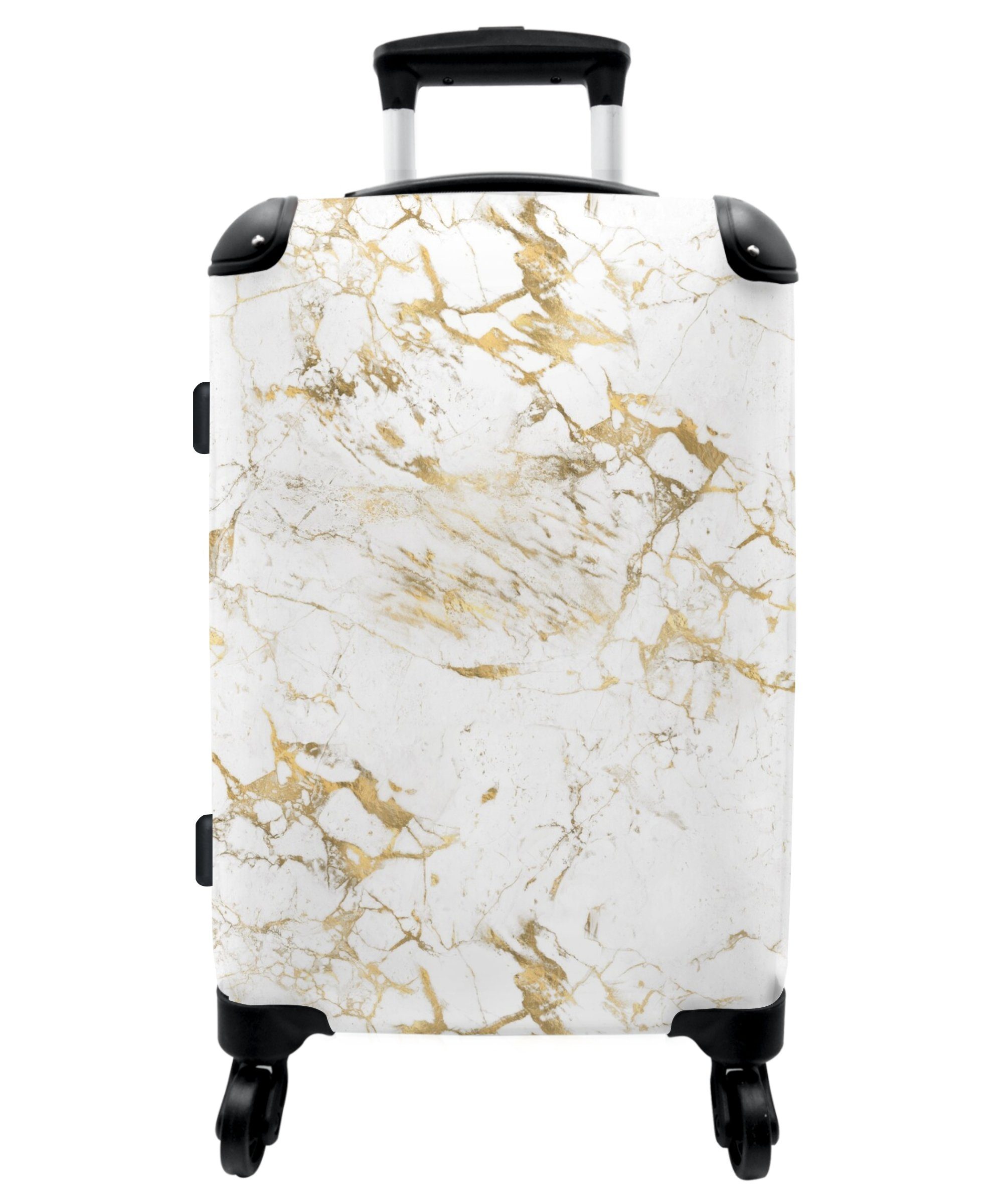 NoBoringSuitcases.com© Koffer 67x43x25cm Marmor - Design - Gold - Weiß - Luxus - Marmordruck, 4 Rollen, Aufgabegepäck Trolley Rollkoffer Große Reisekoffer mit 4 Rollen -