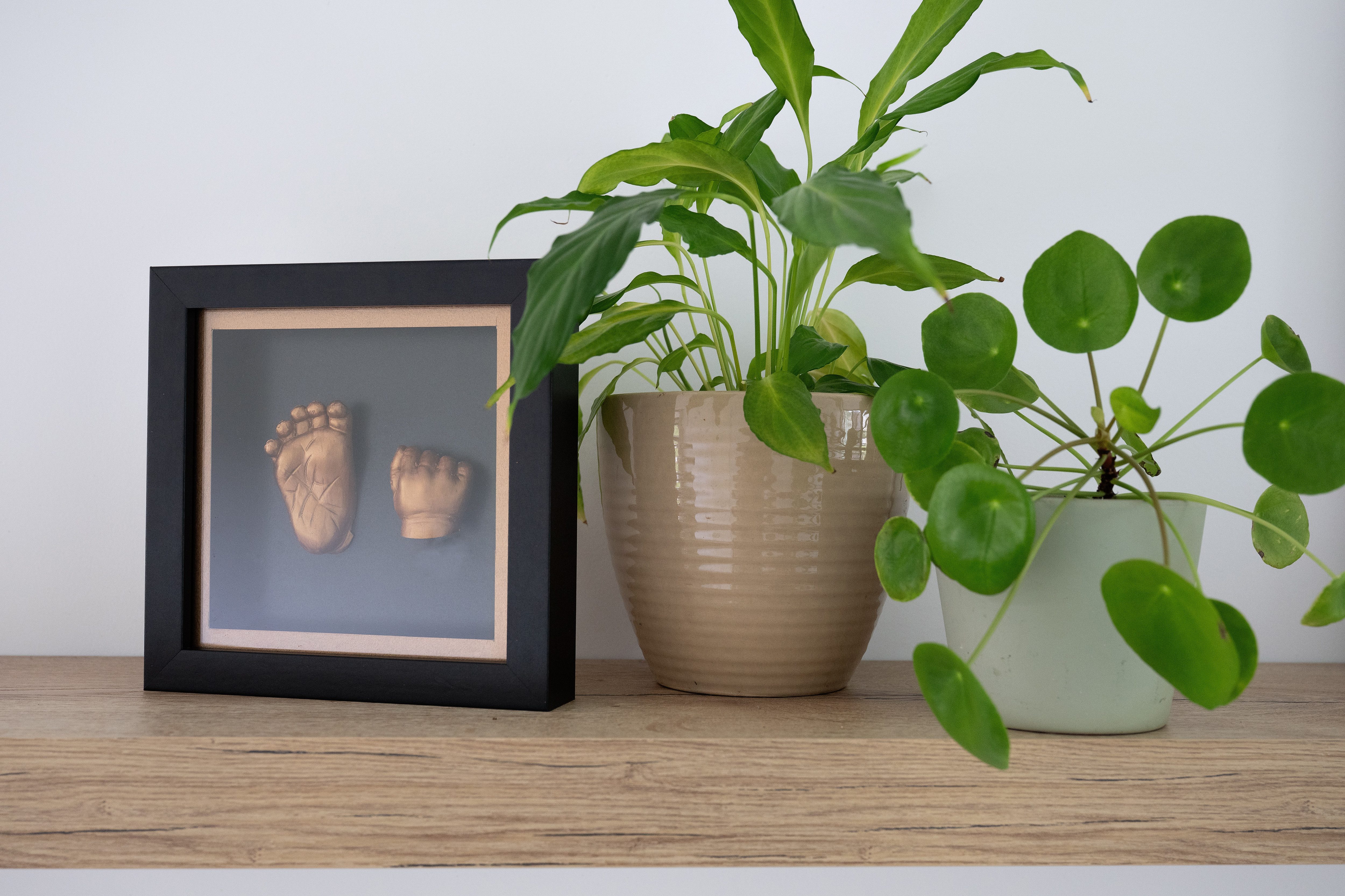 Happy Hands Handabdruck-Set 3D Baby Abdruckset mit Holzrahmen für Hand- und Fußabdruck
