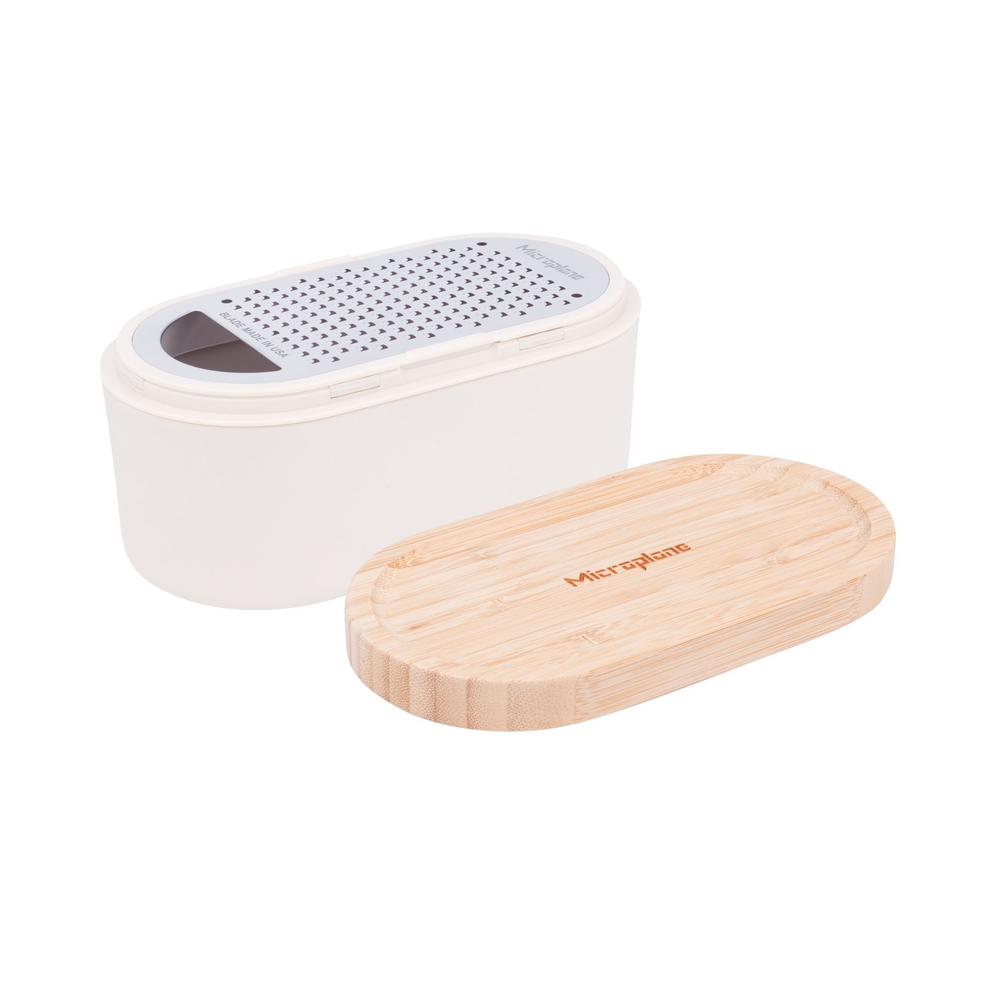 Microplane Küchenreibe Handreibe mit Auffangbehälter Cashmere weiß 34300