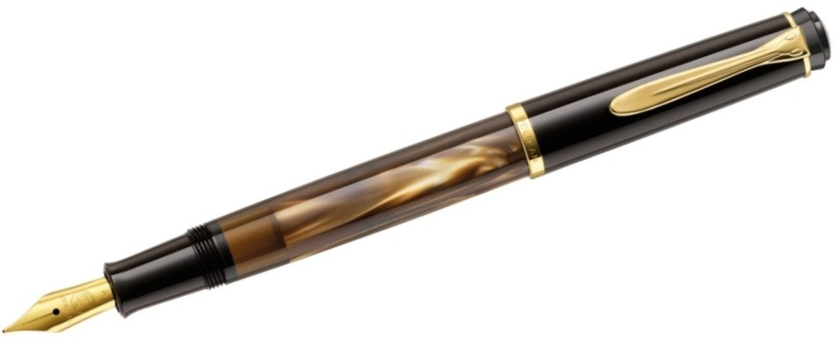 Pelikan Füllfederhalter Kolbenfüllhalter Classic M200 Feder M braun-marmoriert