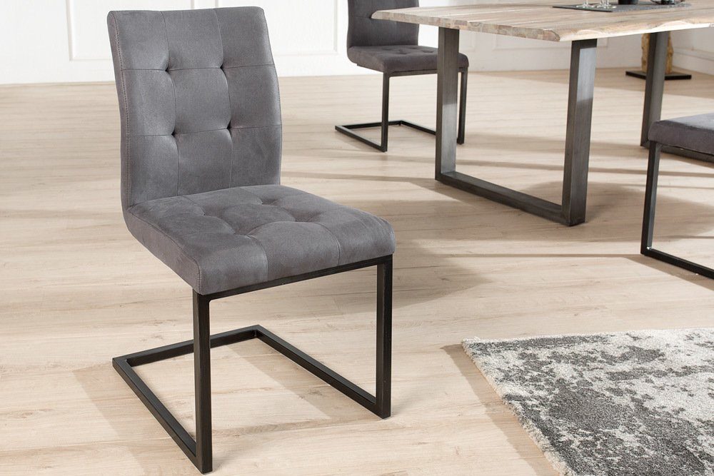 riess-ambiente Freischwinger OXFORD vintage grau / schwarz, Esszimmer · Mic günstig online kaufen