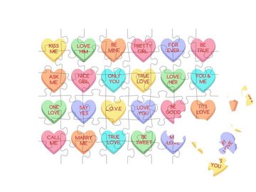 puzzleYOU Puzzle Süße Bonbons und Herzen zum Valentinstag, 48 Puzzleteile, puzzleYOU-Kollektionen Candybar