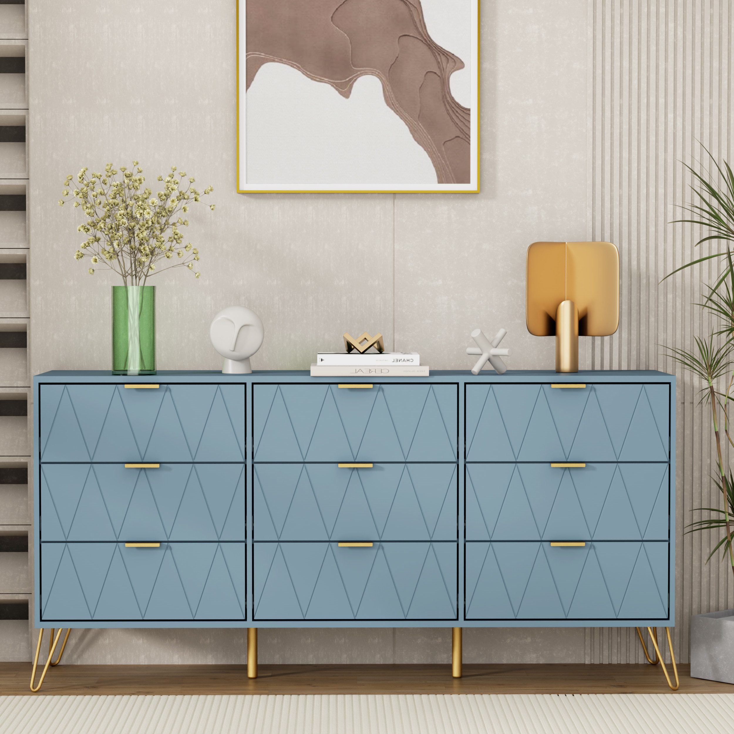 UEV Kommode modern Sideboard schmal Mehrzweckschrank für Kleidung Dokumente (Packung) – Bild 4 von 5