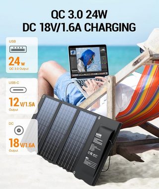 Diyarts Solarmodul, Monokristallin, (30W USB Solarladegerät, kompatibel mit Generatoren, Zuverlässige Energiequelle mit hoher Umwandlungseffizienz), Tragbar, Vielseitig, Wetterbeständig, Schnelles Laden